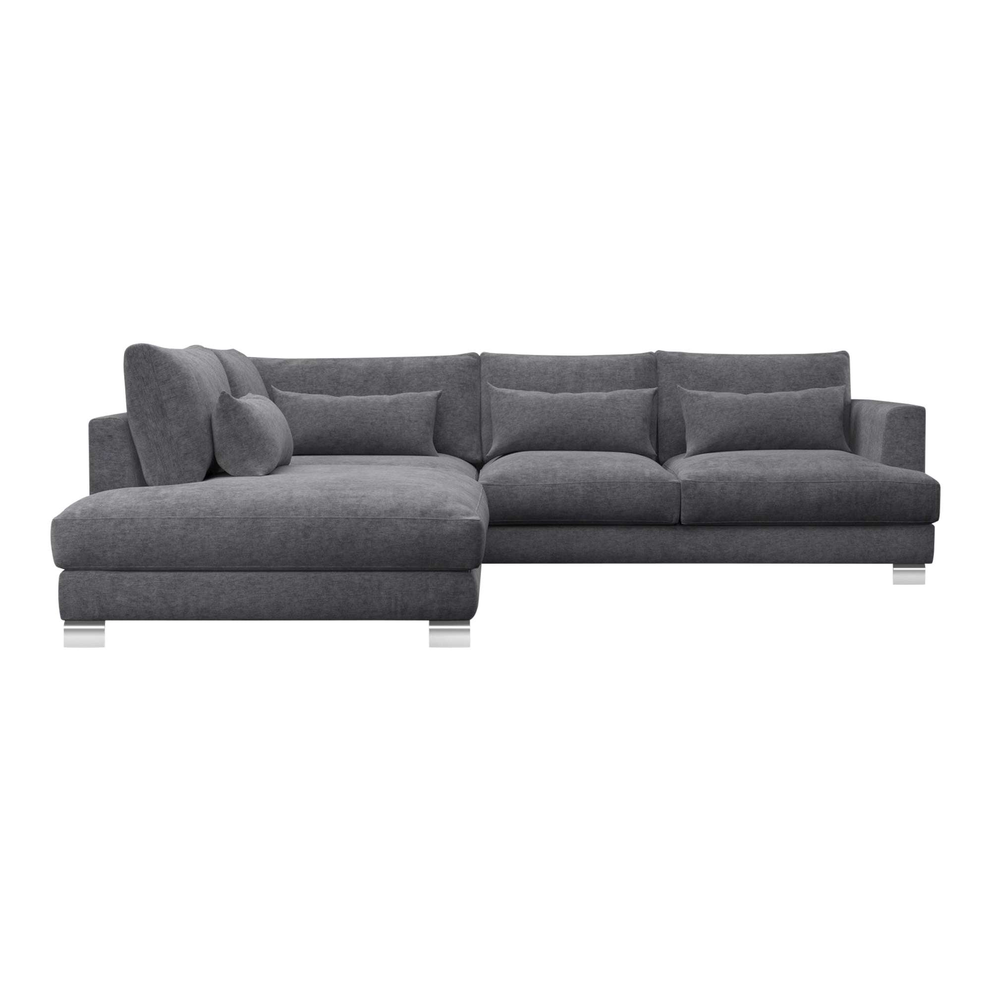 Dakota Grey Vintage Velvet Left Chaise Sofa