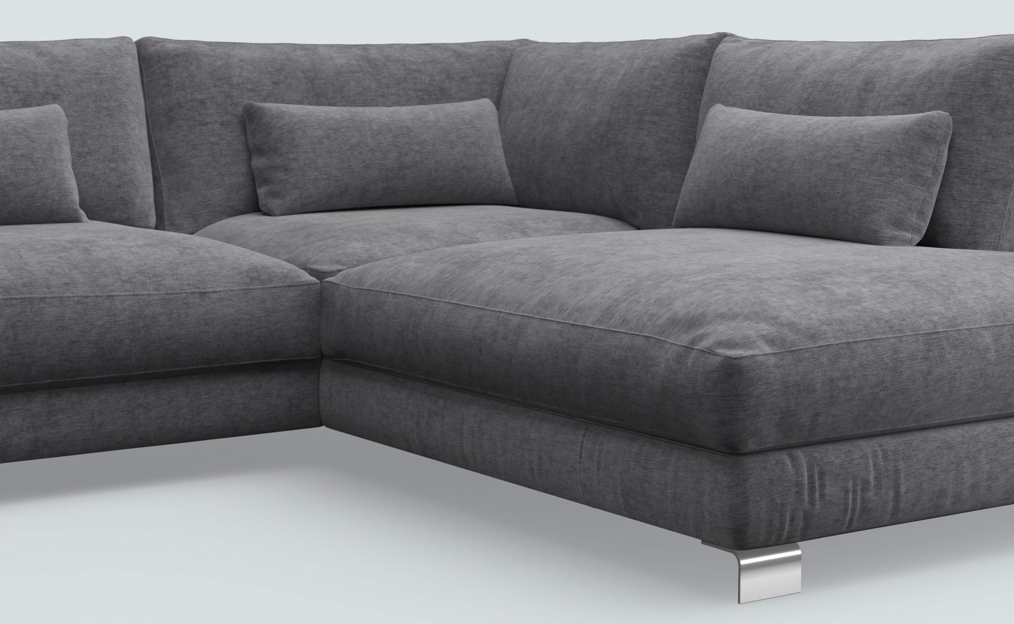 Dakota Grey Vintage Velvet Right Chaise Sofa