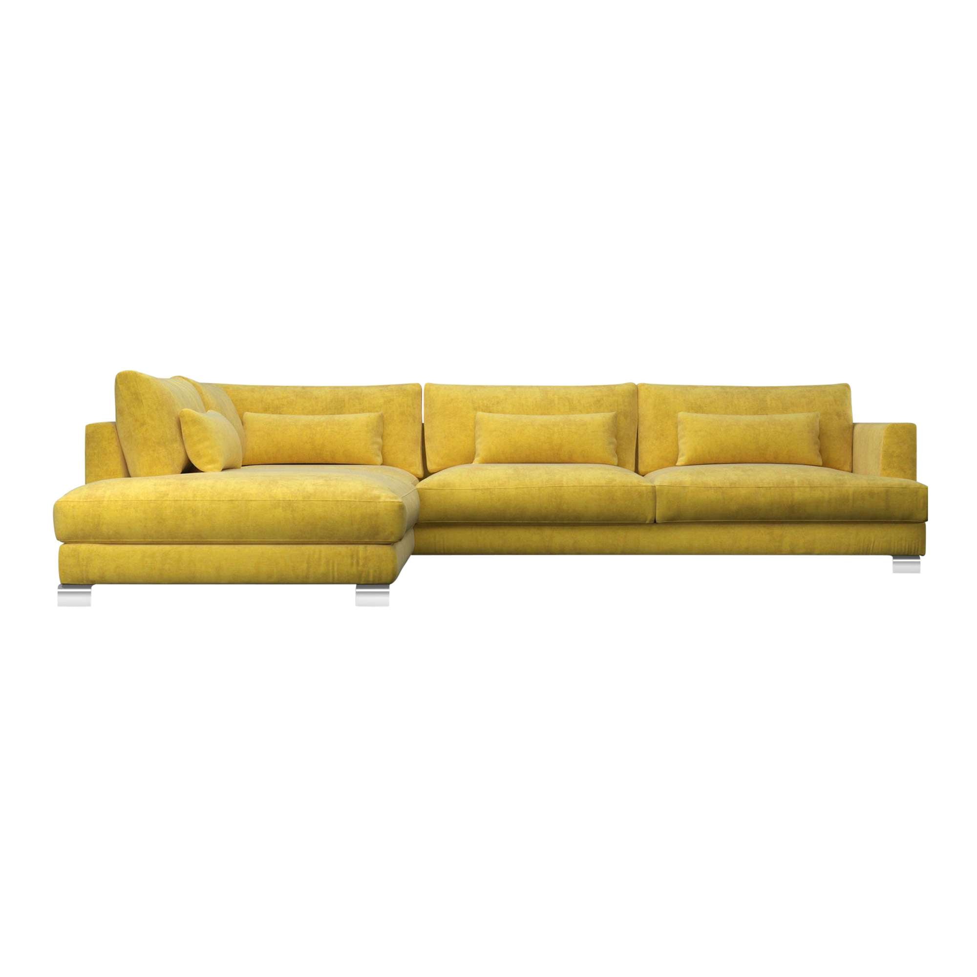 Dakota Mustard Vintage Velvet Left Chaise Sofa