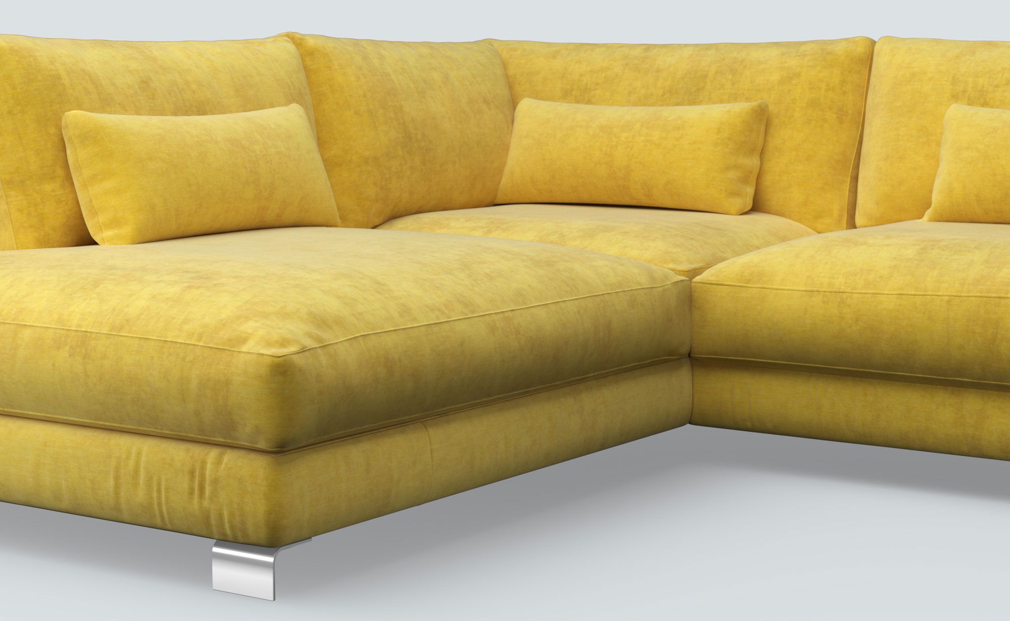Dakota Mustard Vintage Velvet Left Chaise Sofa