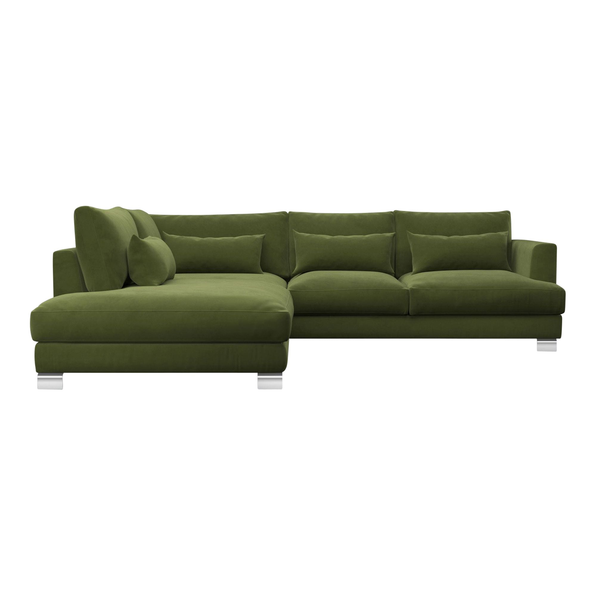 Dakota Olive Green Lario Velvet Left Chaise Sofa