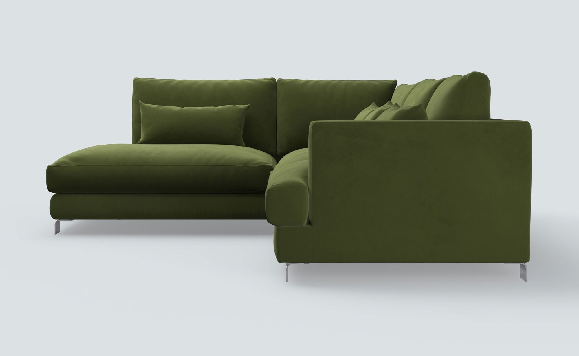 Dakota Olive Green Lario Velvet Left Chaise Sofa