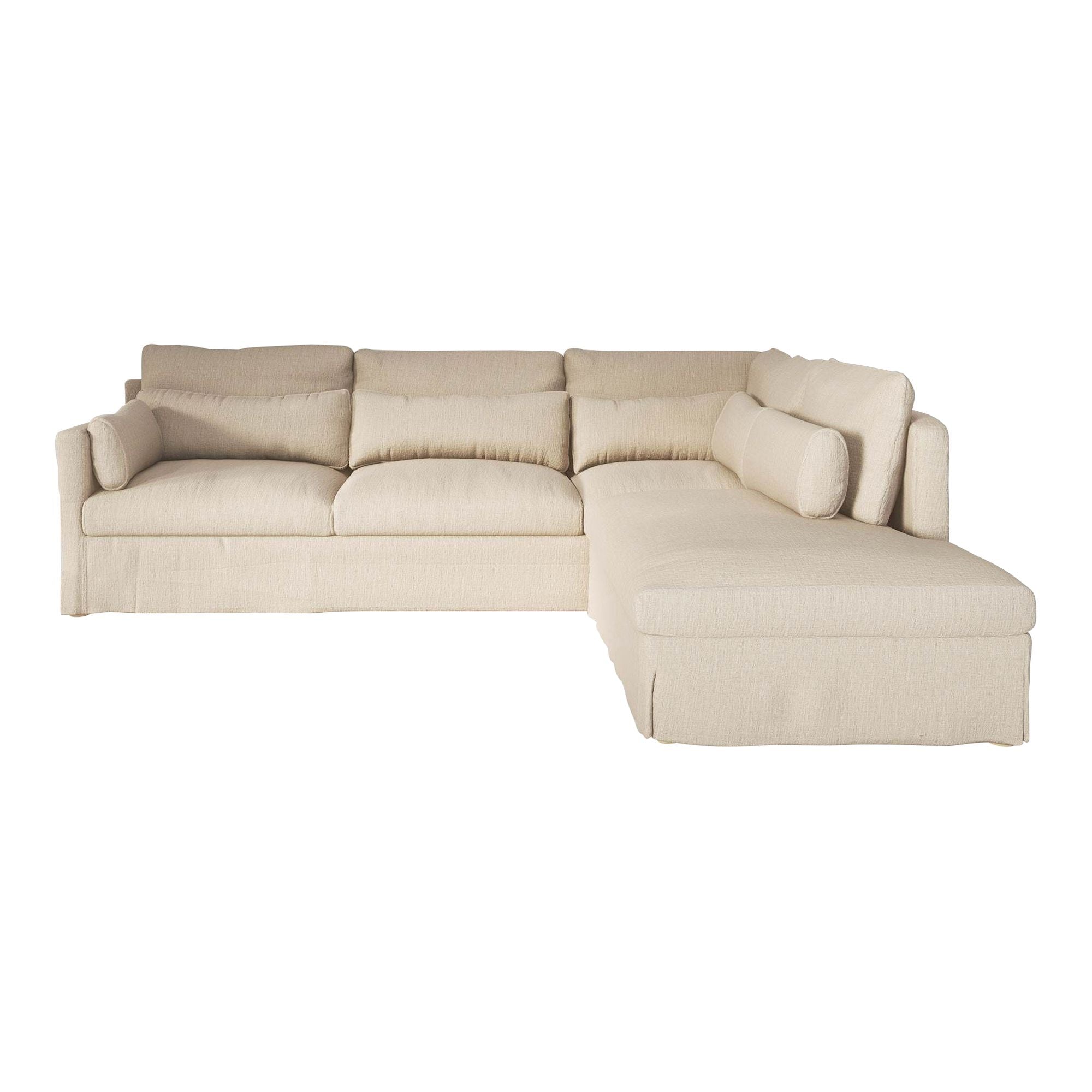 Jasmine Natural Belgian Linen Right Chaise Sofa - 3 Seater