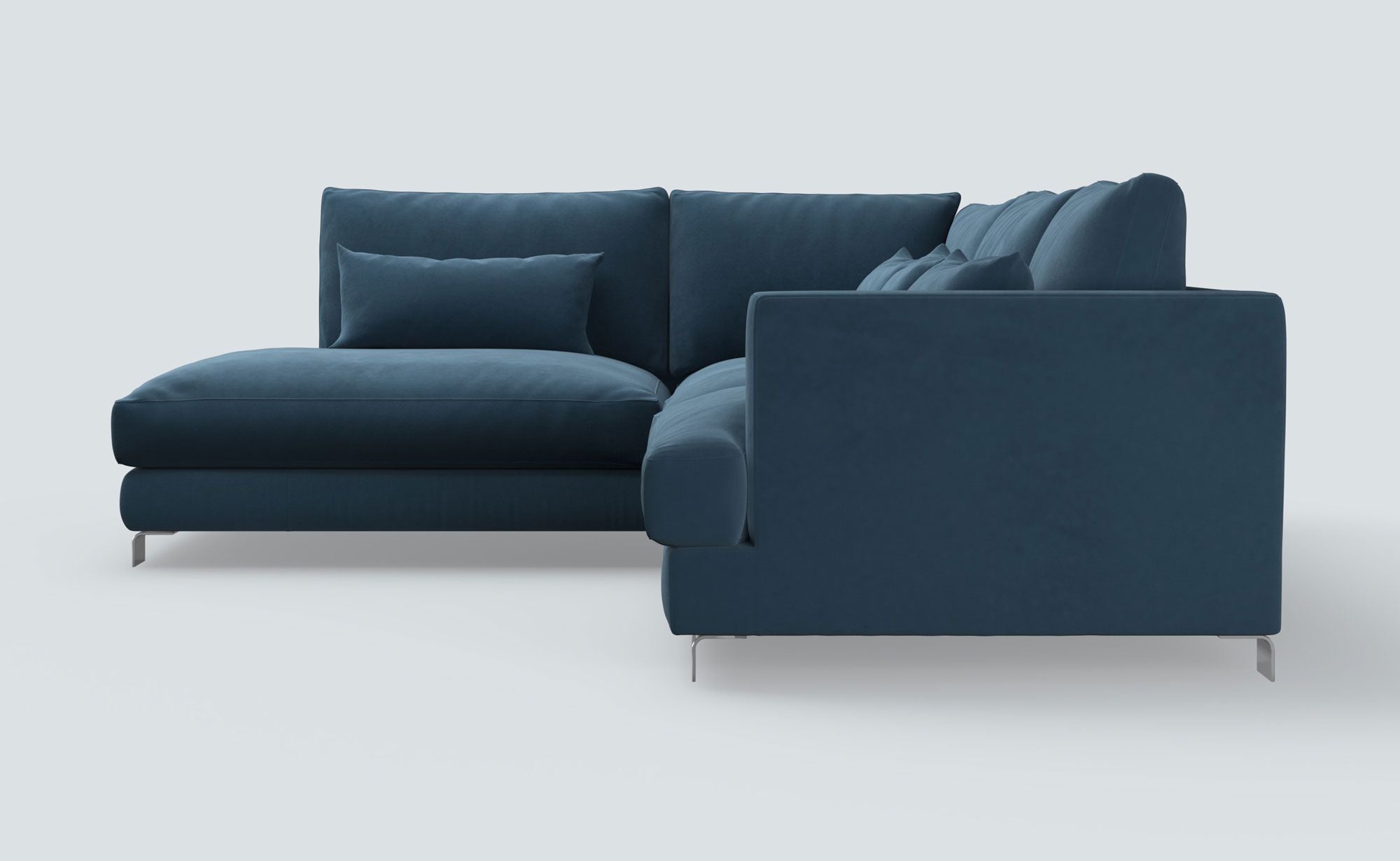Dakota Navy Blue Classic Velvet Left Chaise Sofa