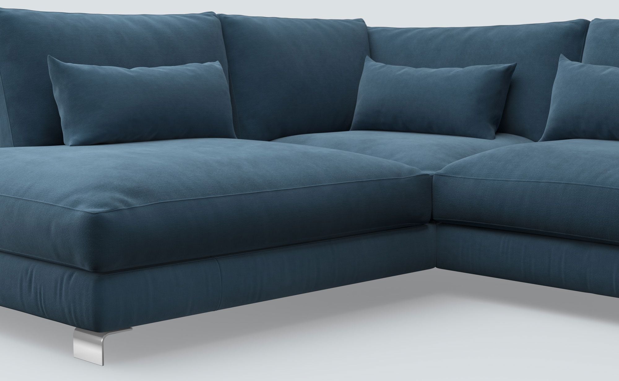 Dakota Navy Blue Classic Velvet Left Chaise Sofa