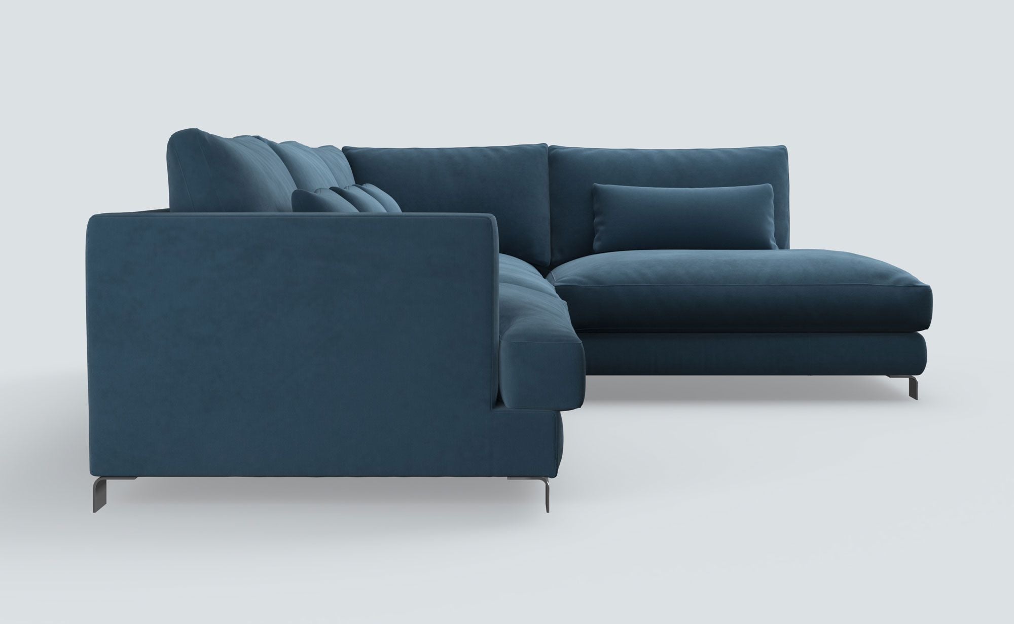 Dakota Navy Blue Classic Velvet Right Chaise Sofa