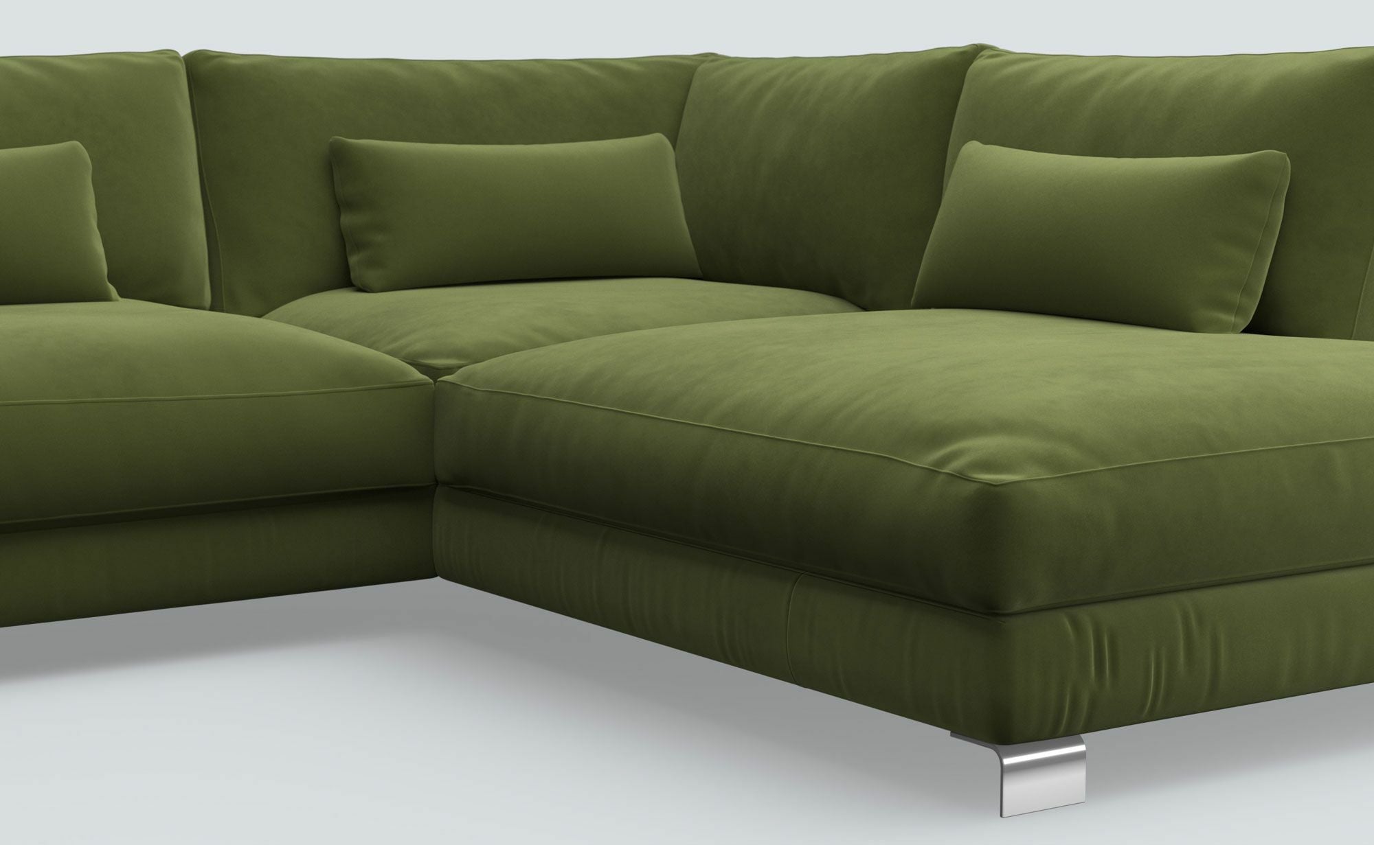 Dakota Olive Green Lario Velvet Right Chaise Sofa