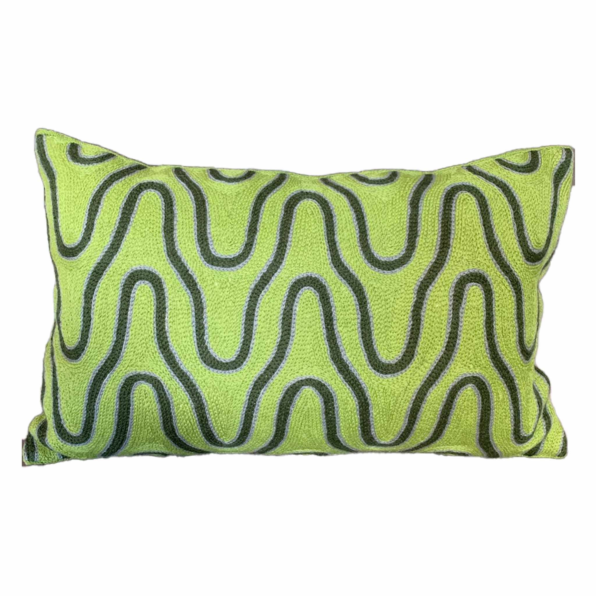 Green and Blue Kashmiri Crewel Cushion