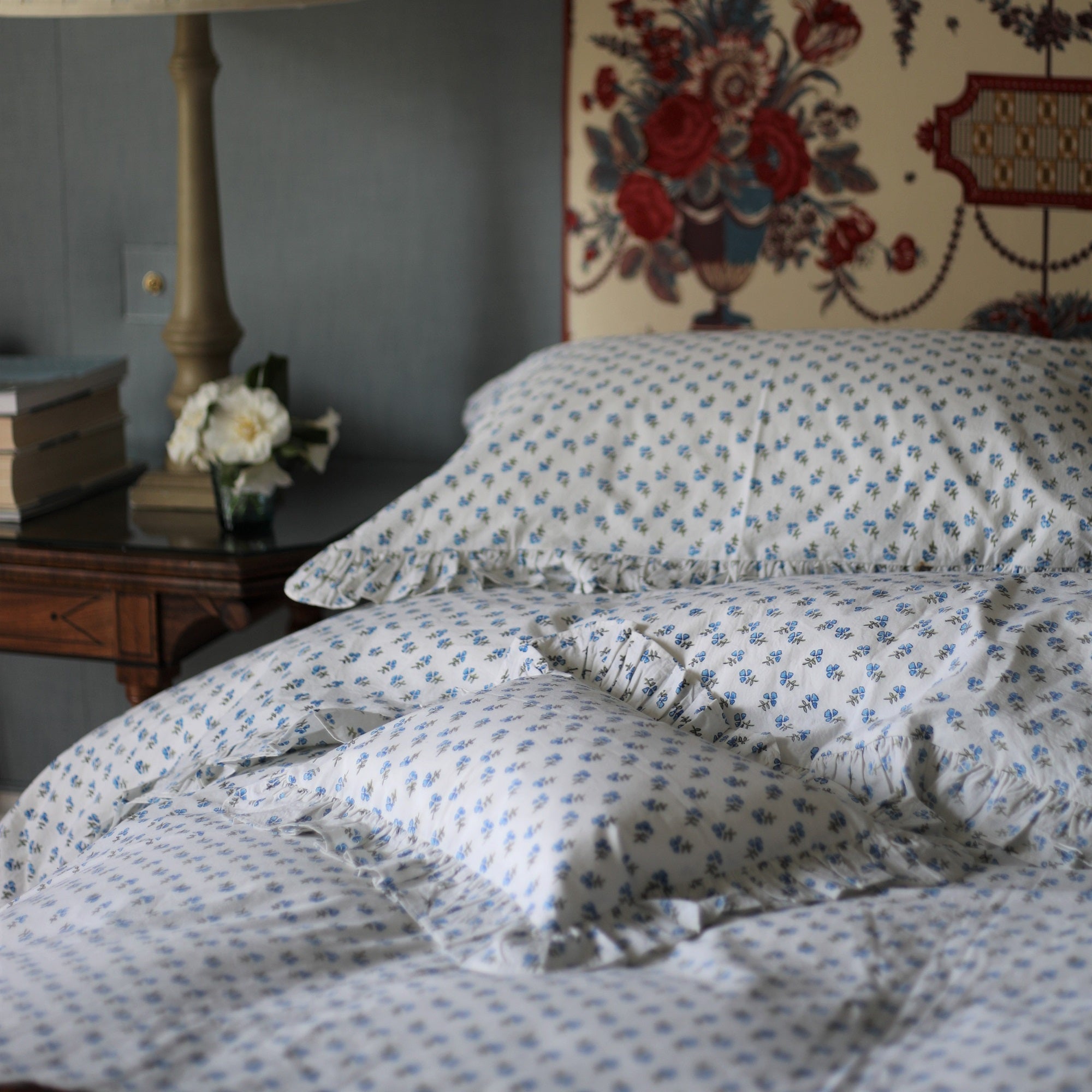 Blue Ditsy Baby Pillowcase