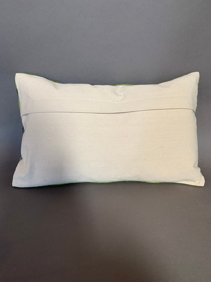 Green and Blue Kashmiri Crewel Cushion