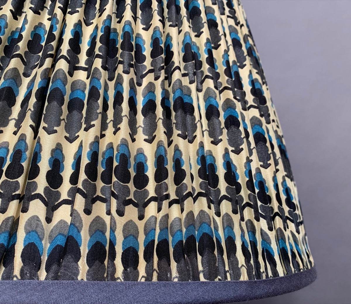 Black and Blue Silk Lampshade