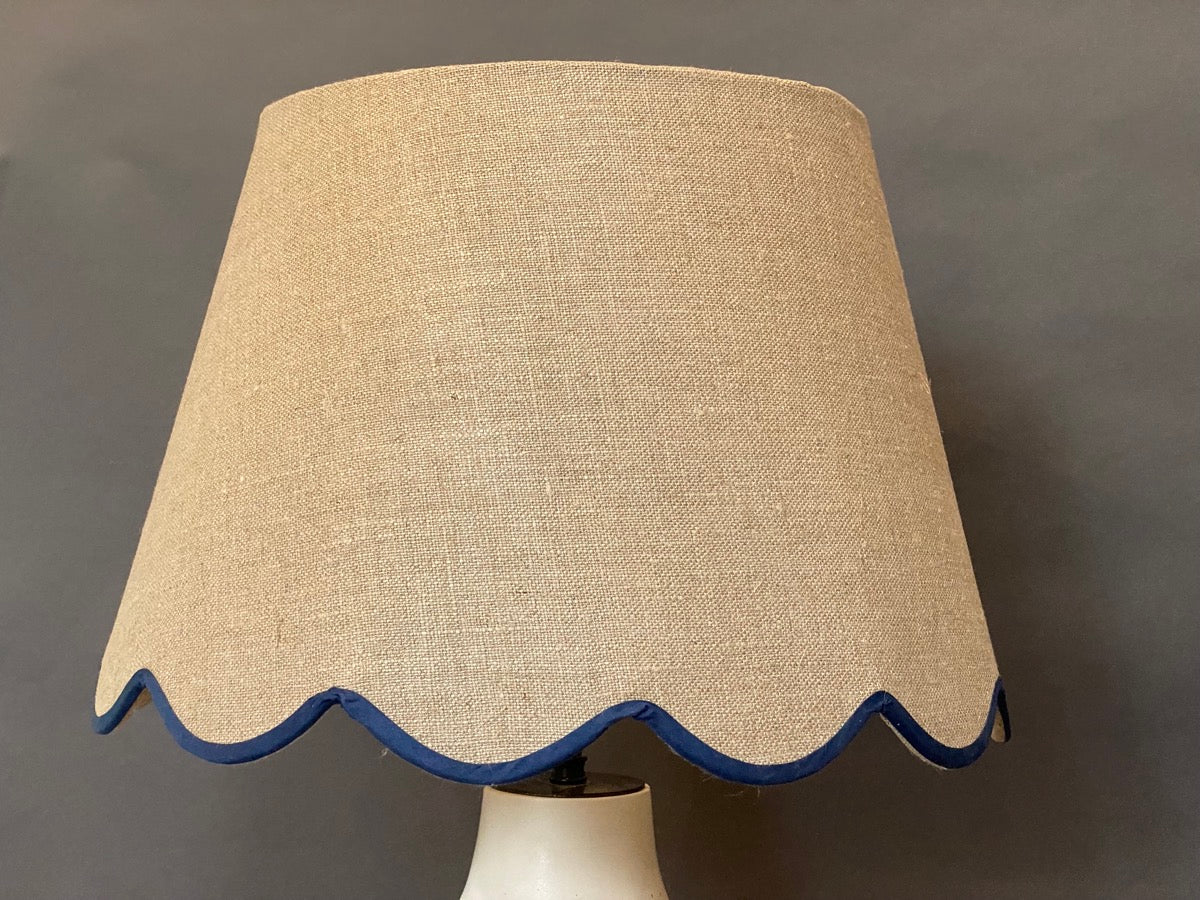 Blue Linen Scallop Lampshade