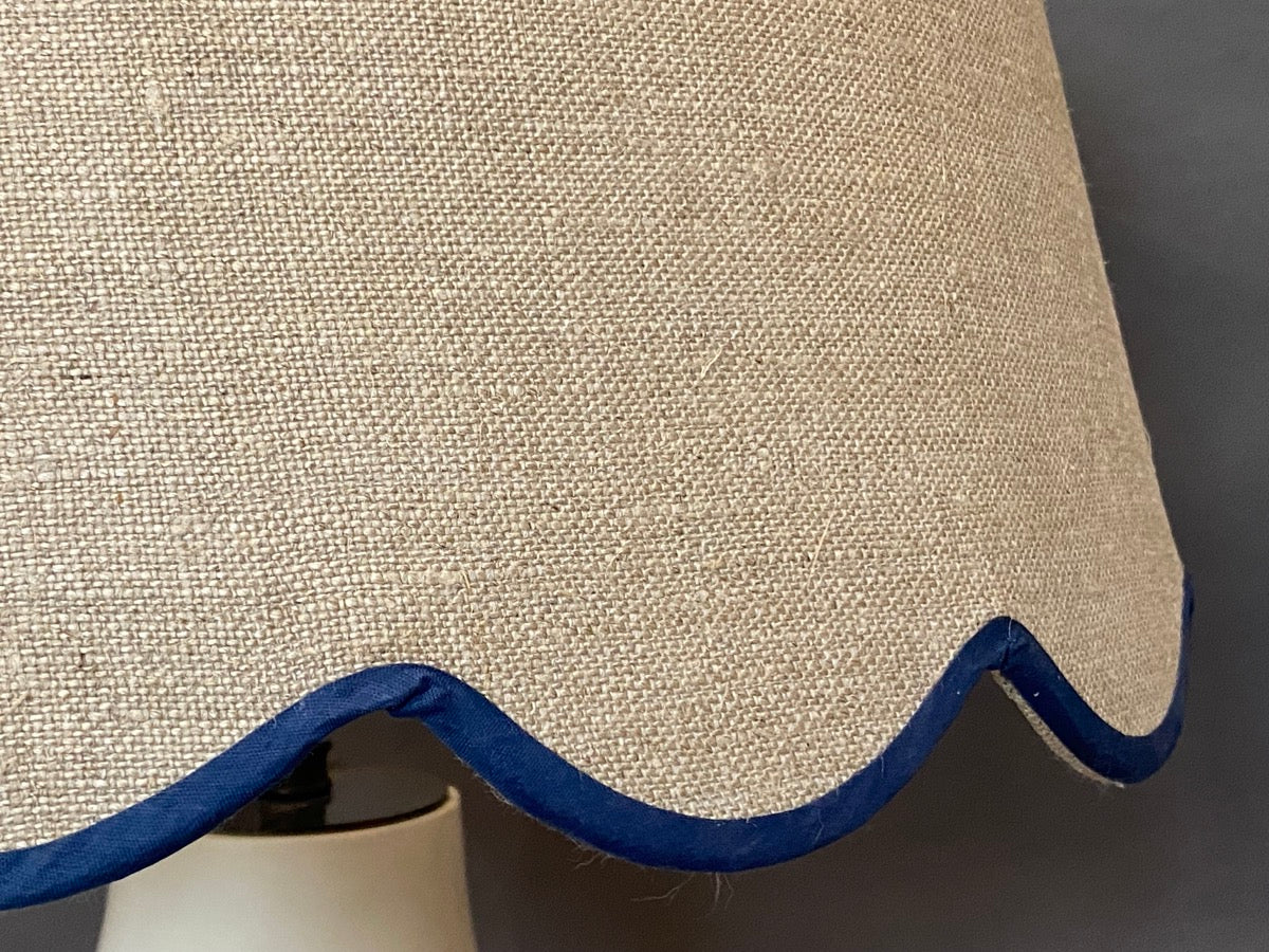 Blue Linen Scallop Lampshade
