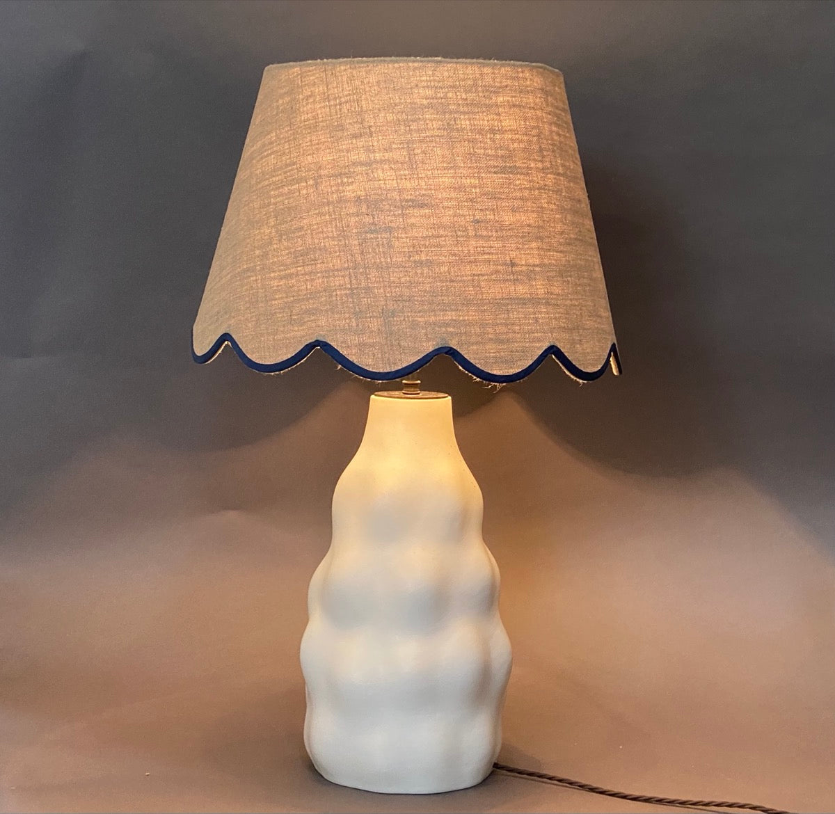 Blue Linen Scallop Lampshade