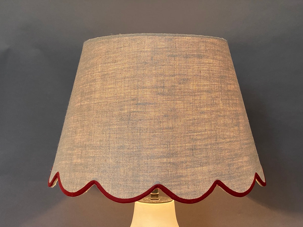 Red Linen Scallop Lampshade