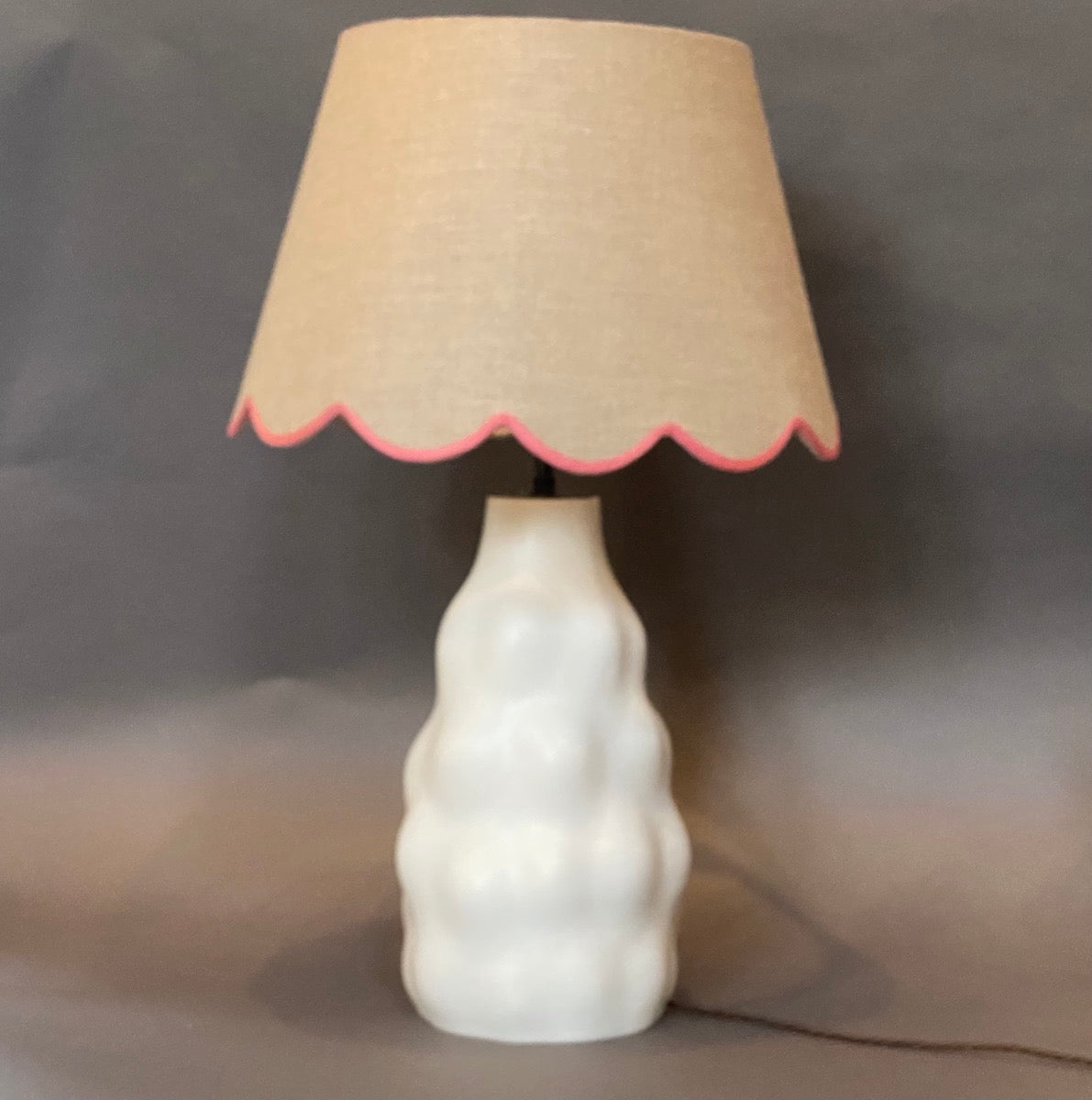 Pink Linen Scallop Lampshade