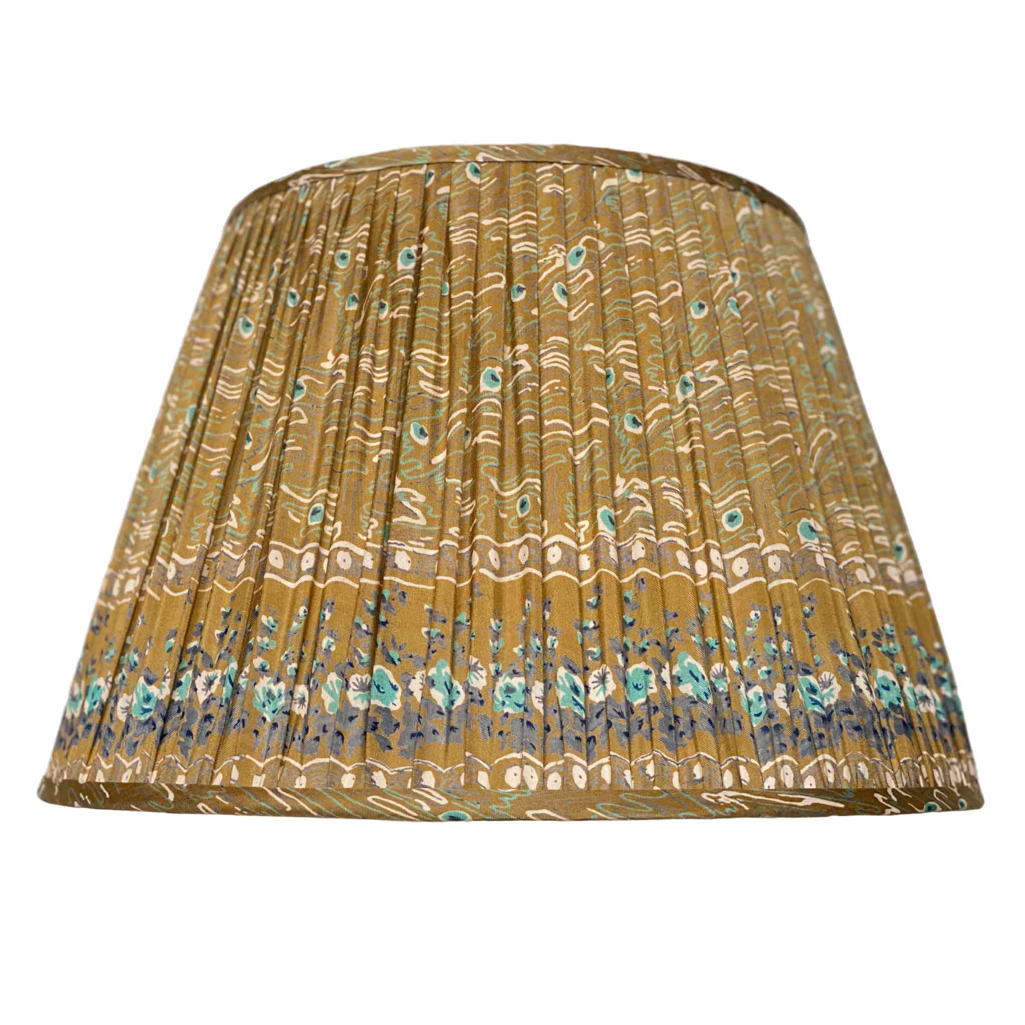 Khaki Peacock Silk Lampshade
