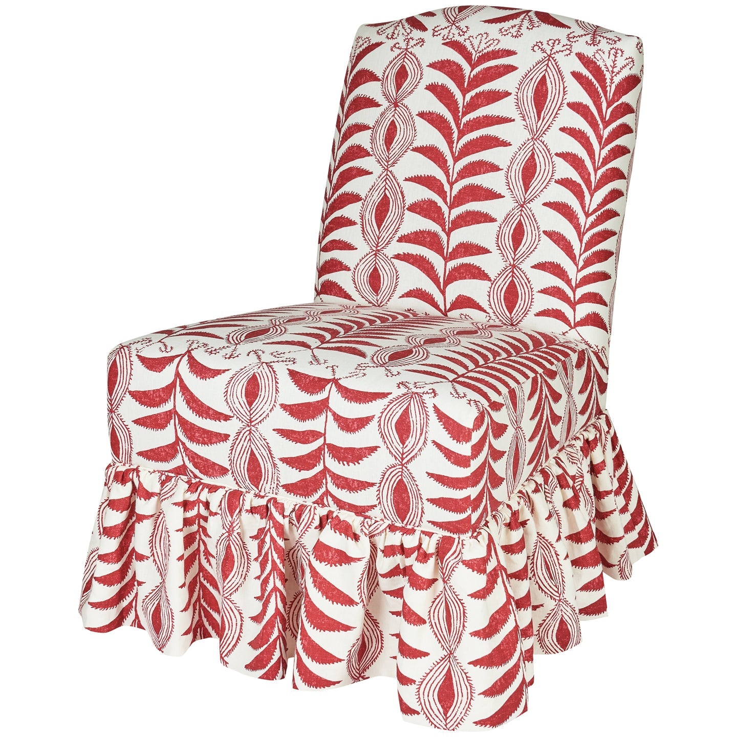 Slipper Chair in Zanzibar Raspberry with Loose Pleated Skirt