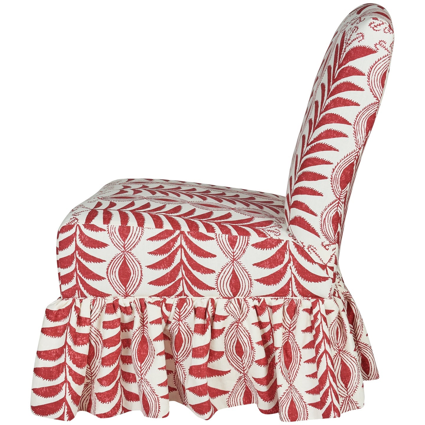 Slipper Chair in Zanzibar Raspberry with Loose Pleated Skirt