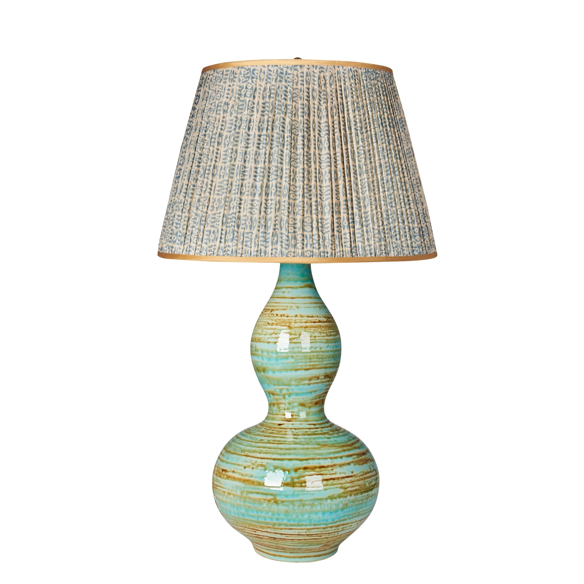 Inverted Blue and White Tribal Patterned Lampshade