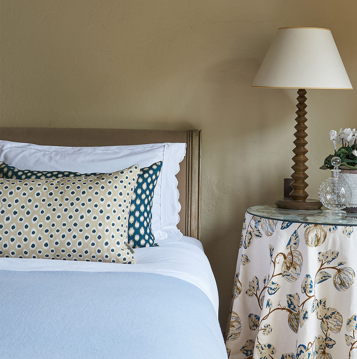Polka Dot Lumbar Cushion | Cream & Navy