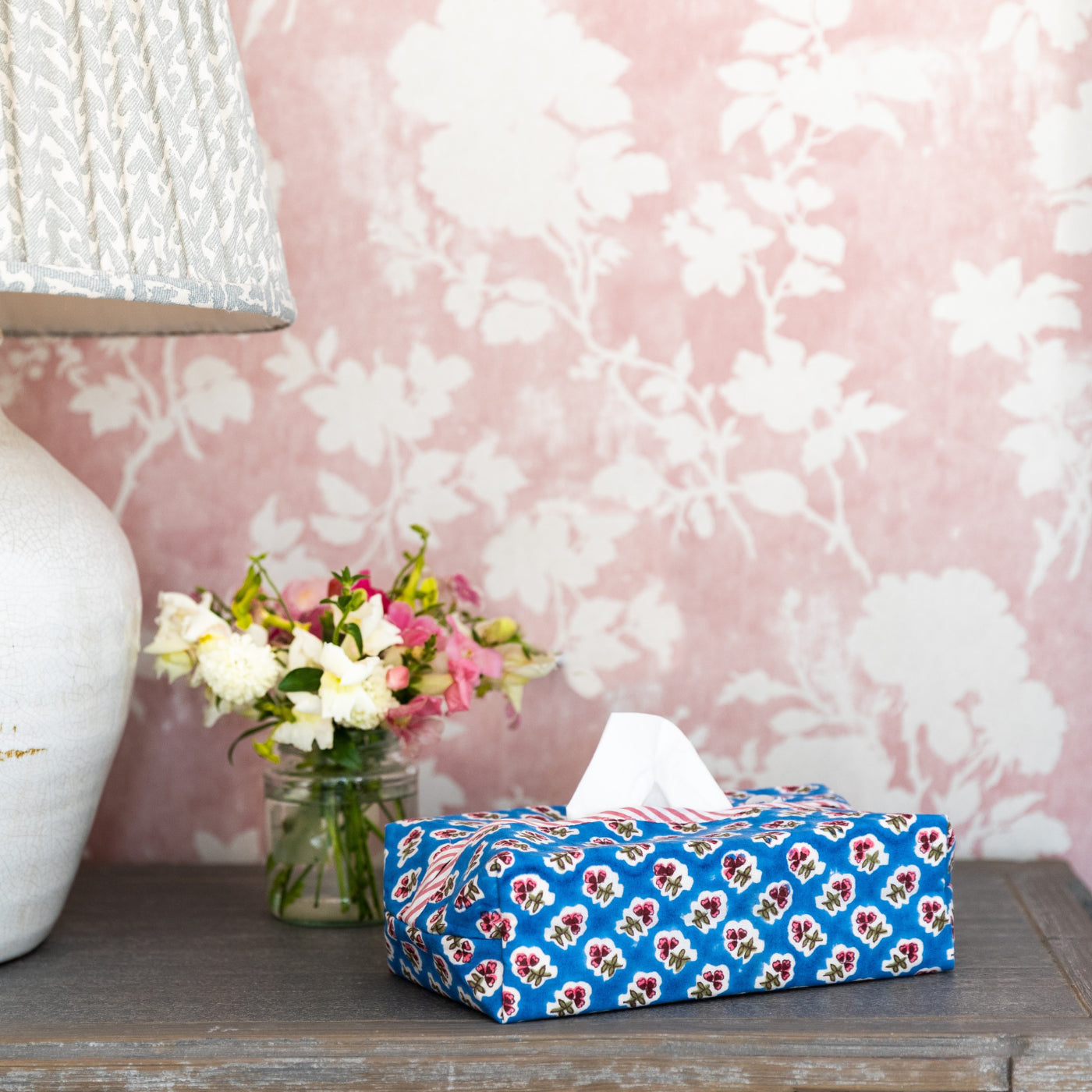 Blue Azure Fabric Tissue Box Cover