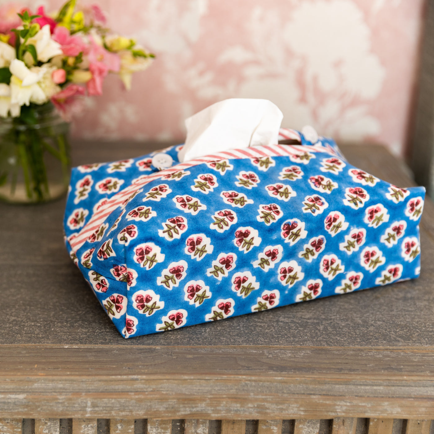 Blue Azure Fabric Tissue Box Cover