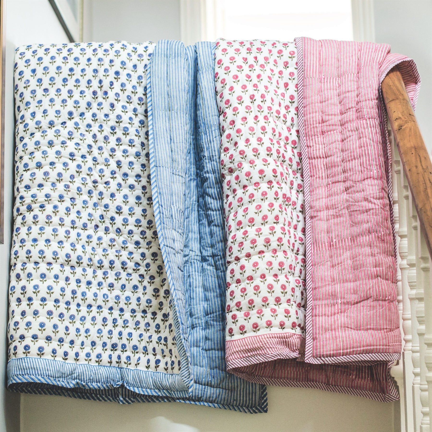 Daisy Pink Cotton Quilt