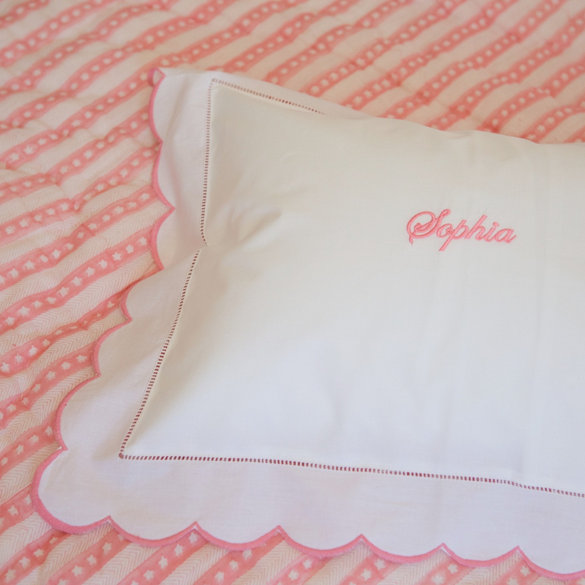 Pink Scallop Baby Pillowcase