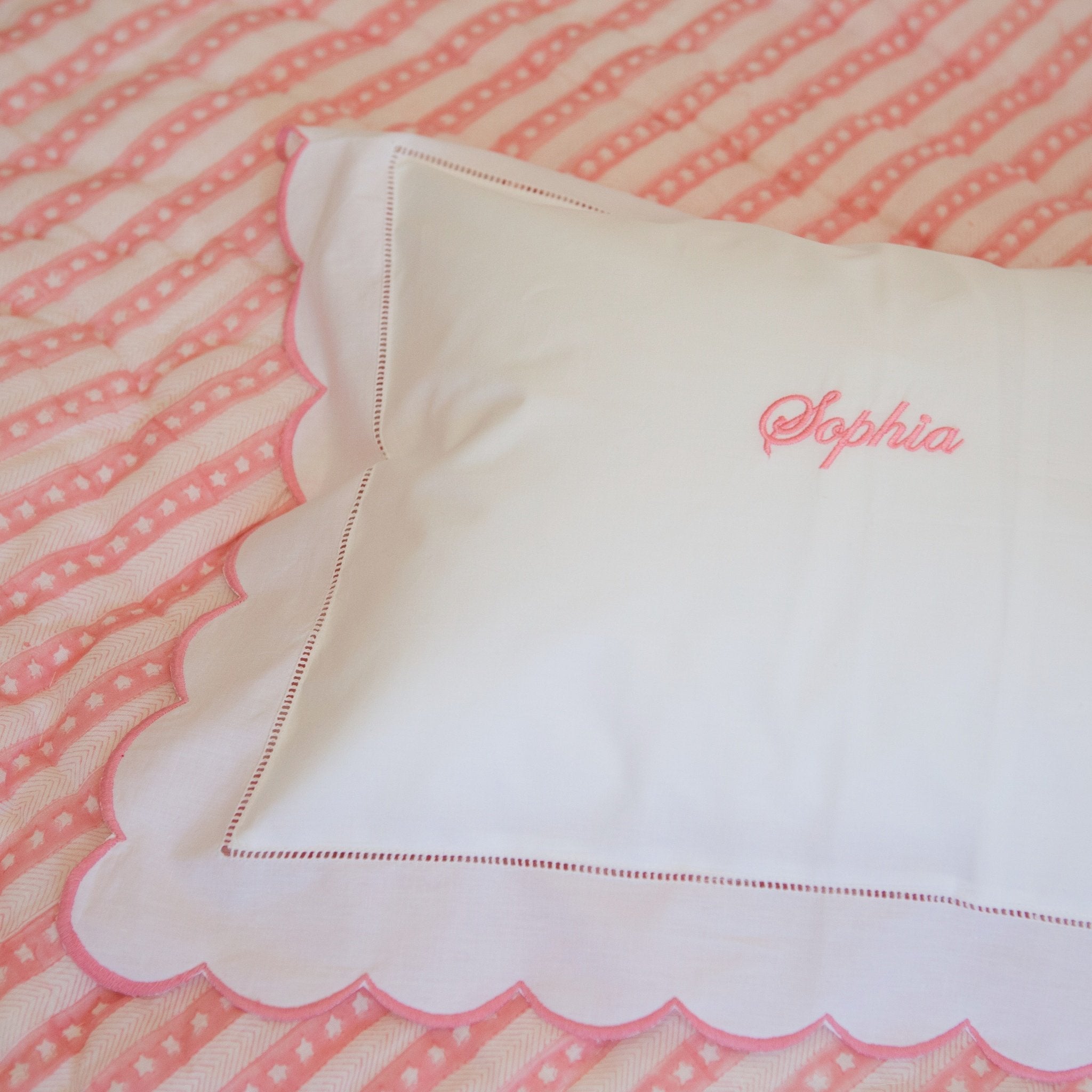 Pink Scallop Baby Pillowcase