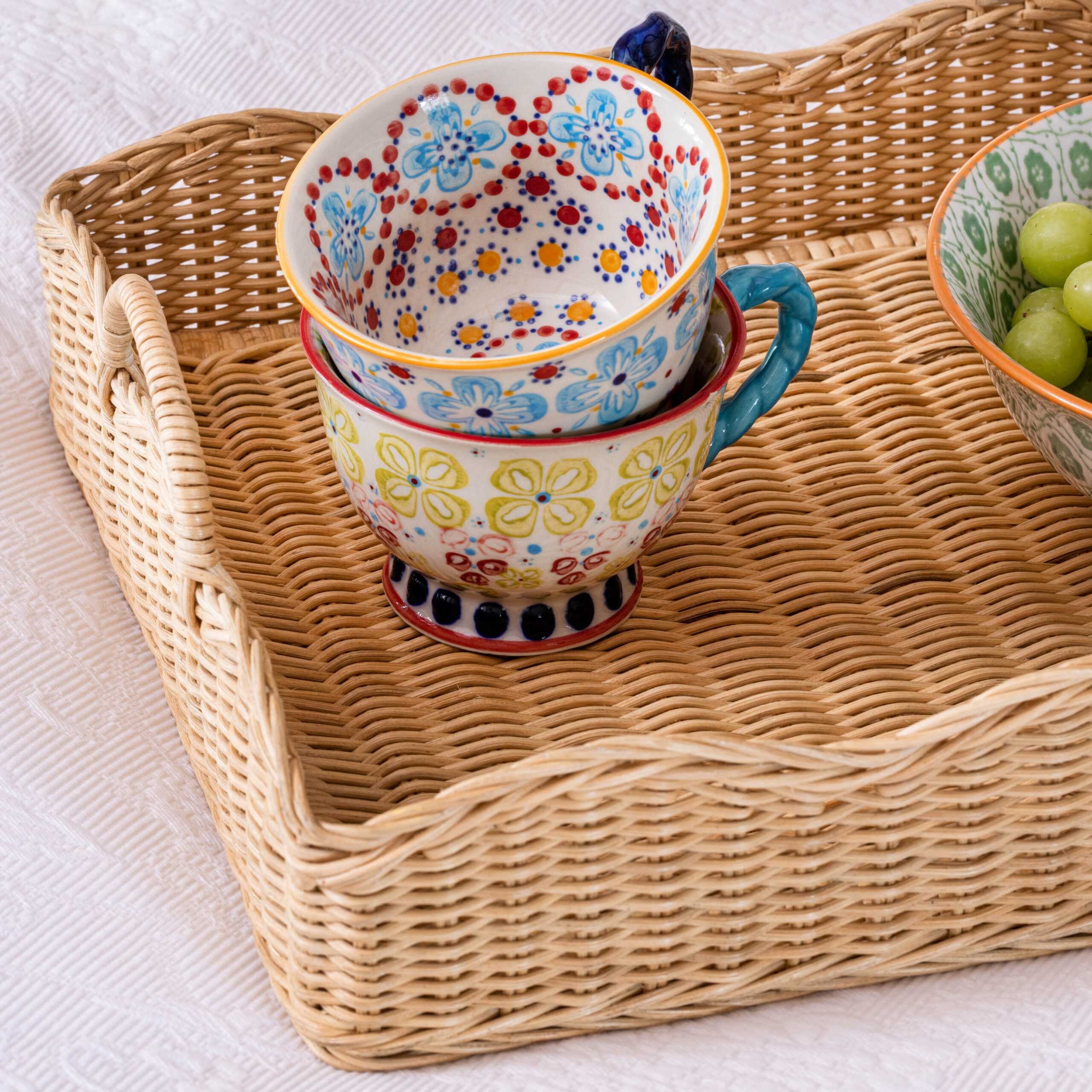 Small Rattan Scalloped Tray | Natural
