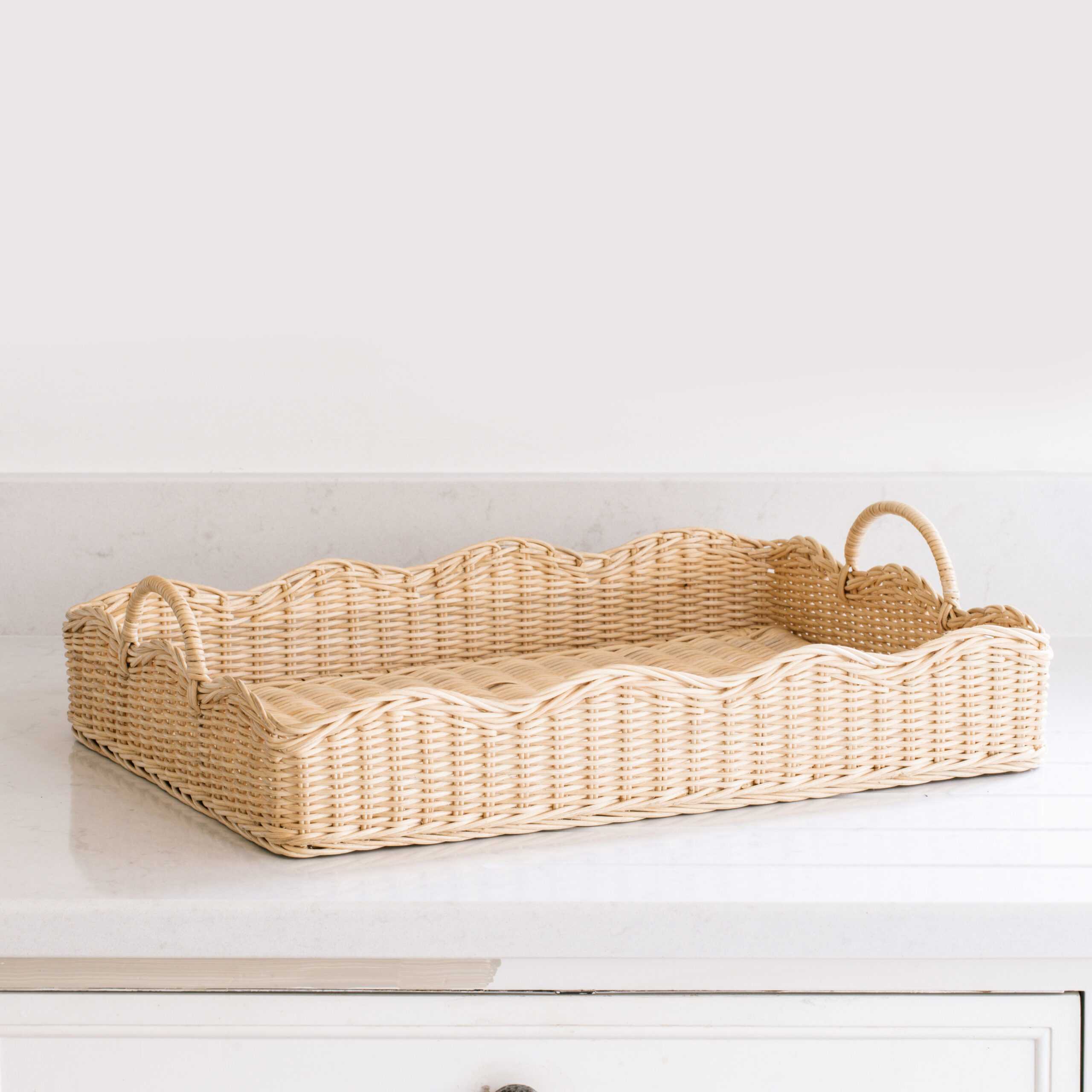 Small Rattan Scalloped Tray | Natural