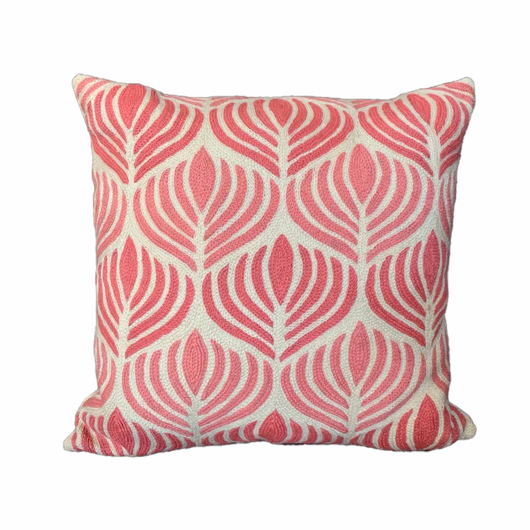 Soft Pink And Cream Kashmiri Crewel Cushion
