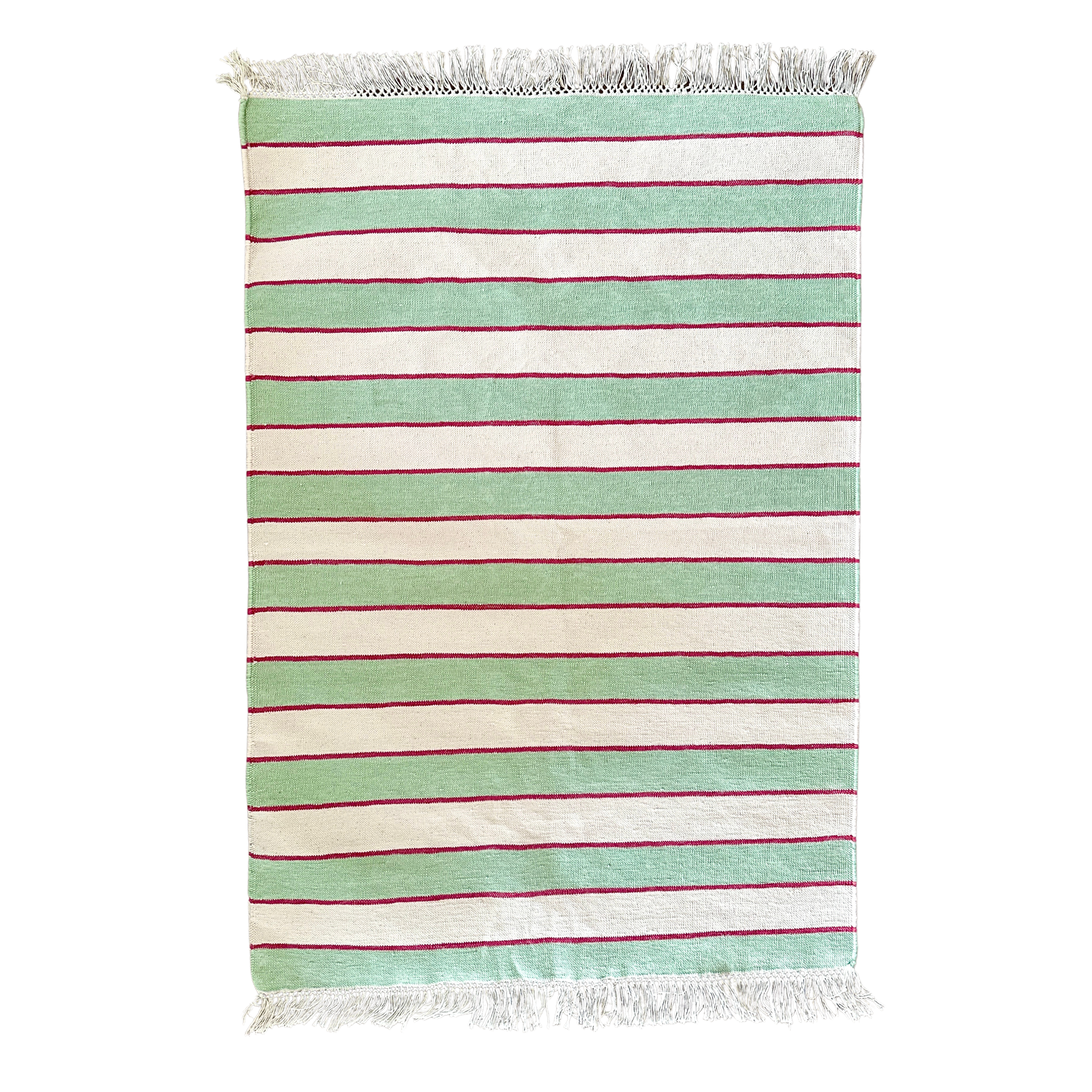 Green and Pink Stripe Rug