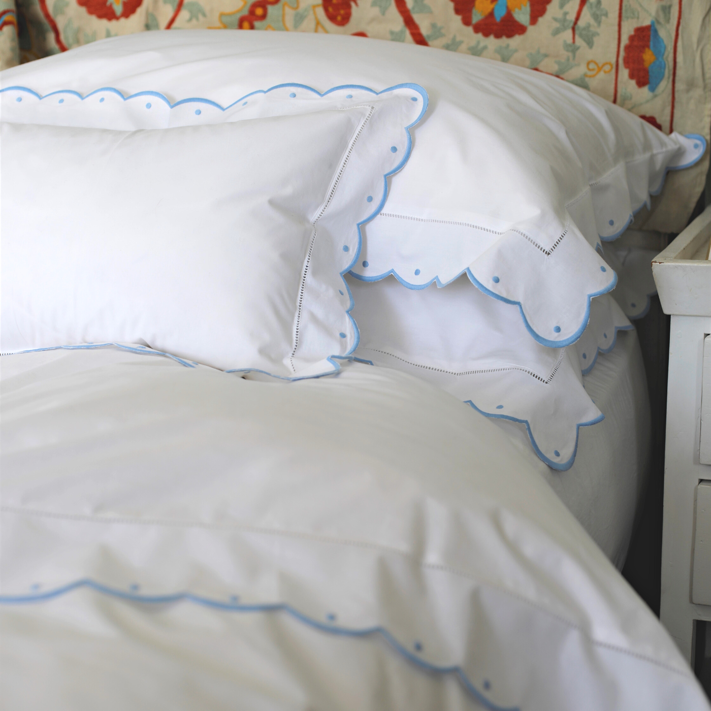 Blue Scallop and Dot Duvet Cover