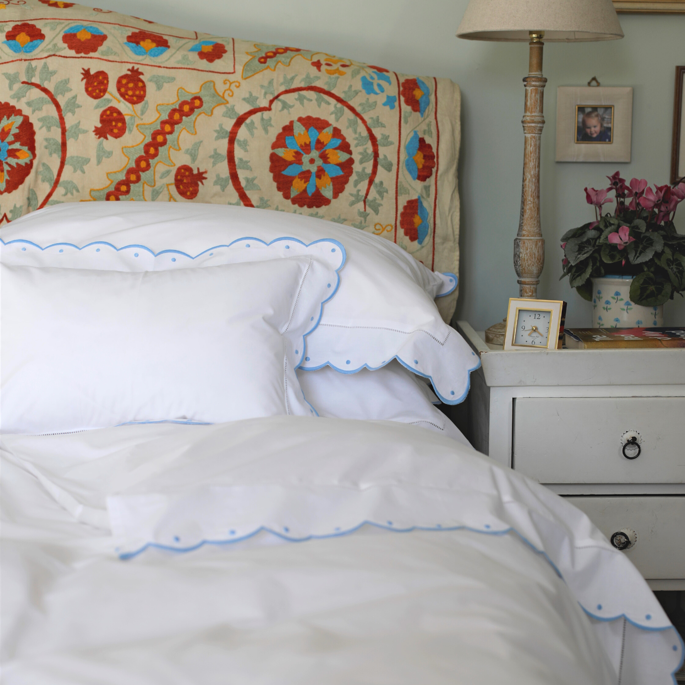 Blue Scallop and Dot Duvet Cover