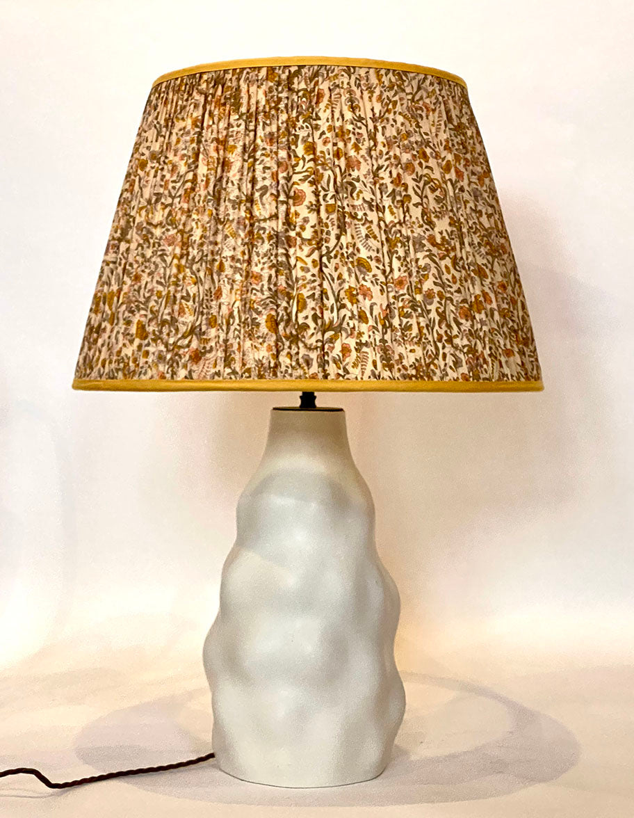 Cream and Yellow Paisley Silk Lampshade