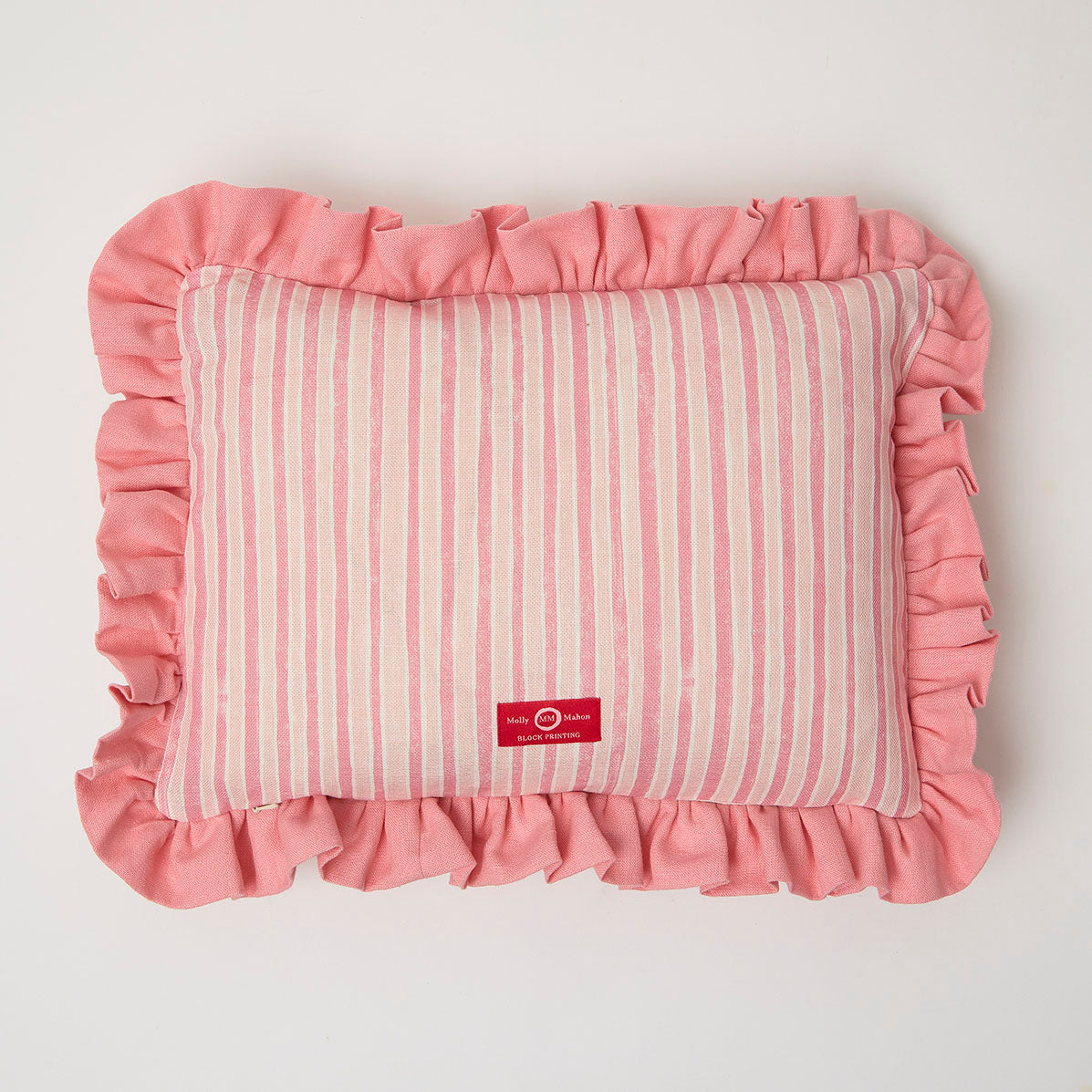 Frill Berry Grass Sky Stripe Pink Cushion