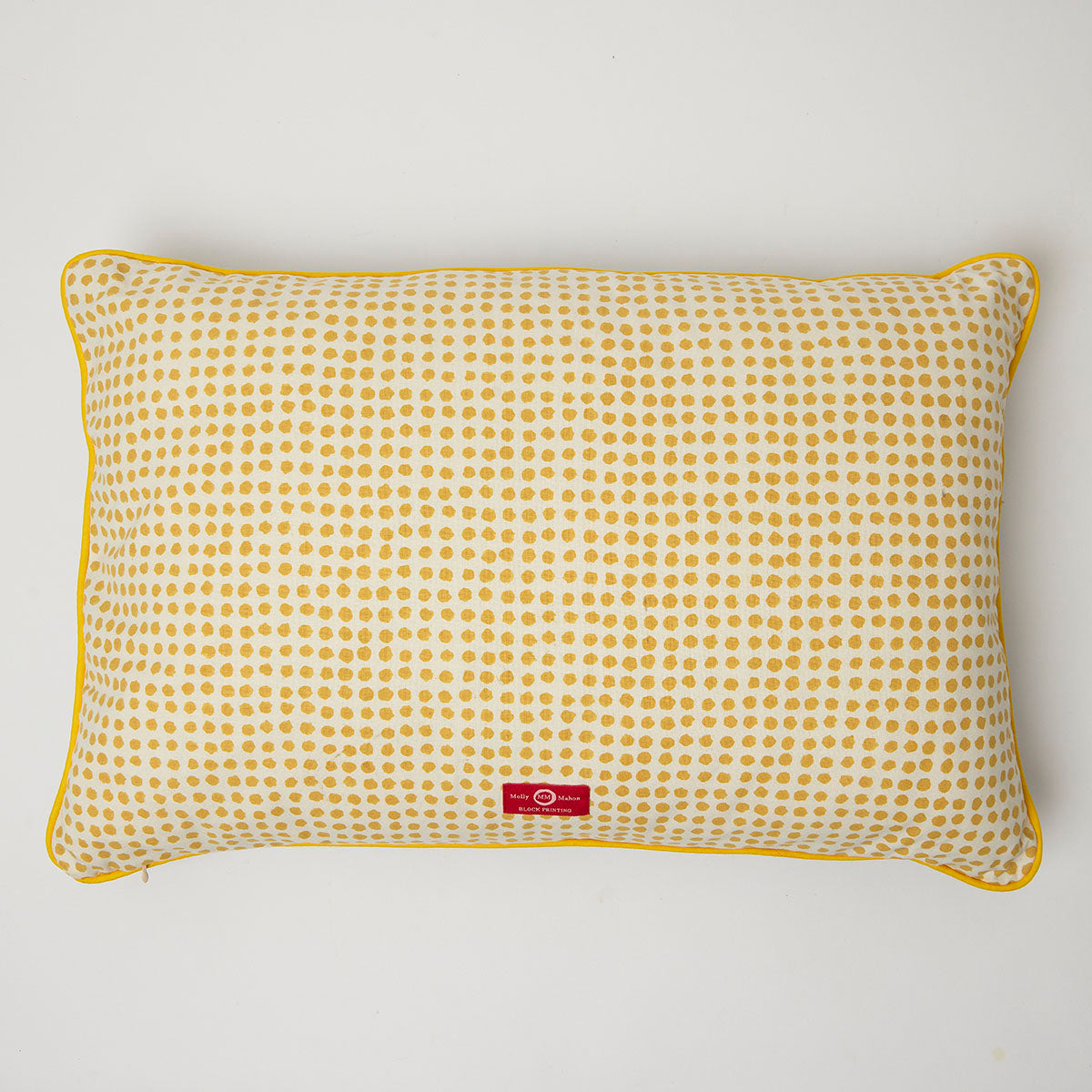Piped Forest Blue Seed Mustard Cushion