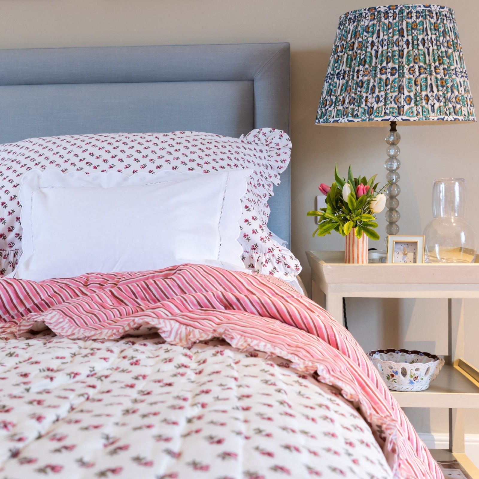 Pink Ditsy Ruffle Quilt