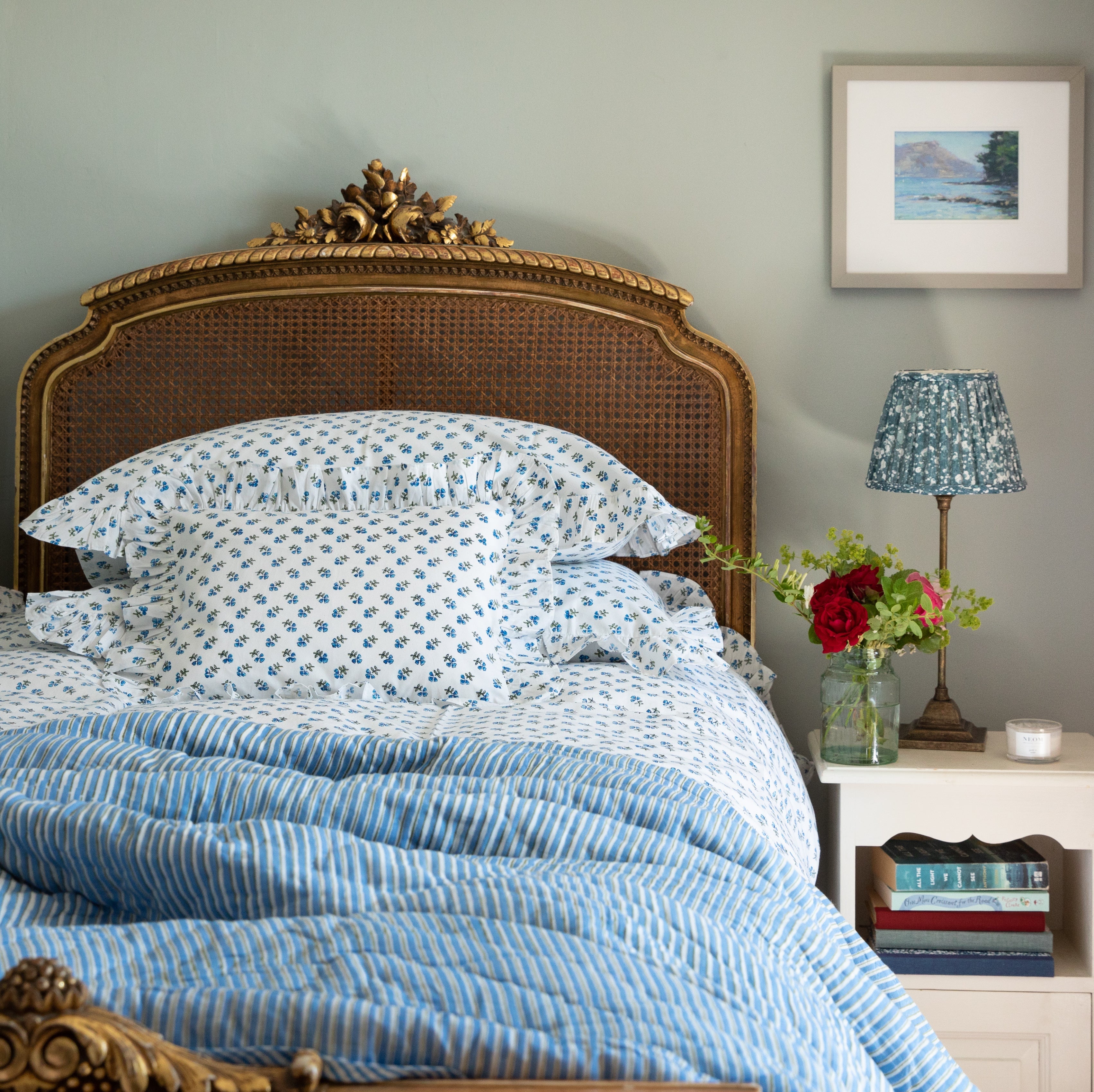 Blue Ditsy Baby Pillowcase