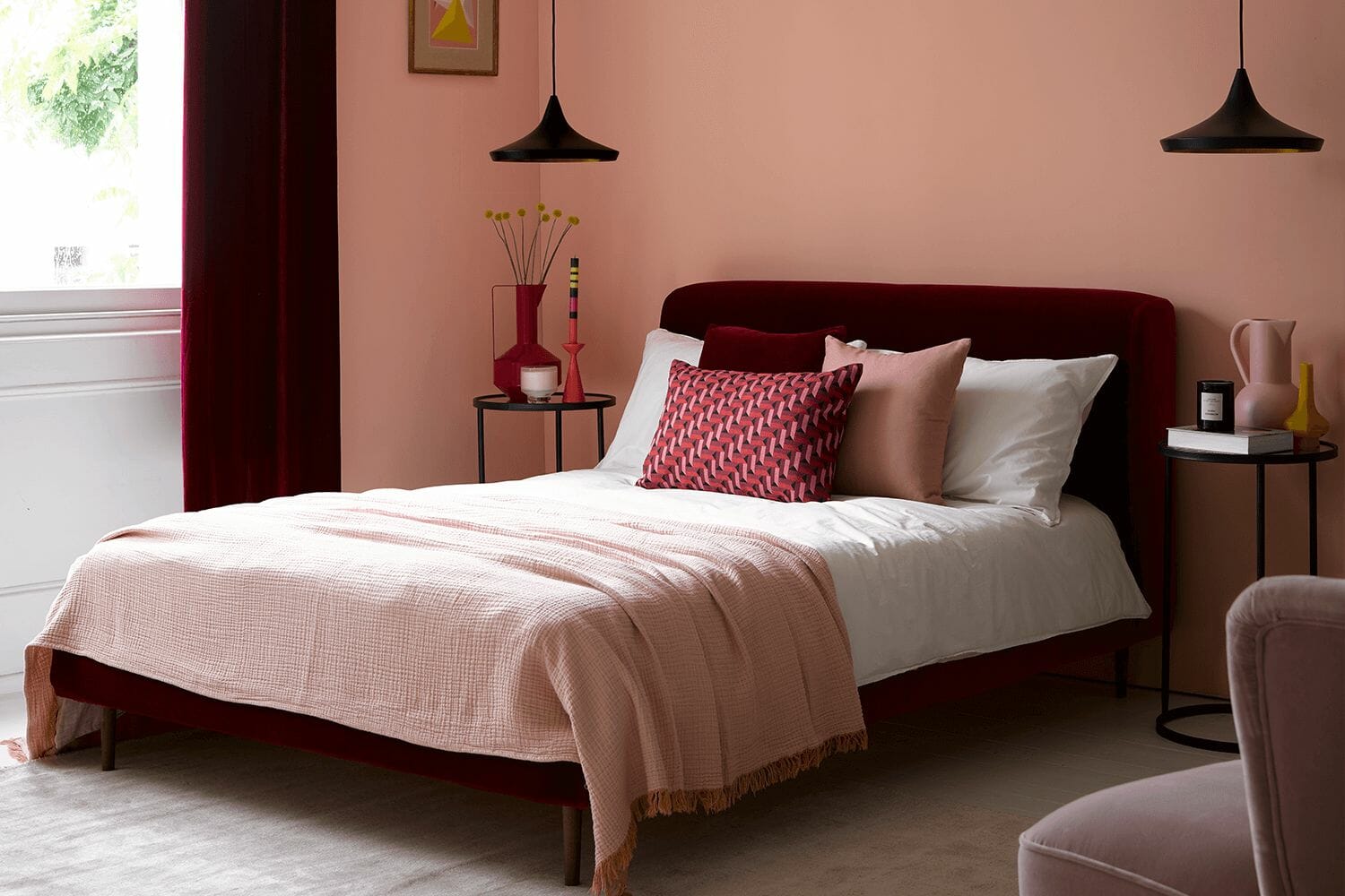 Lucy Pavilion Pink Brushstroke Bed - King Size