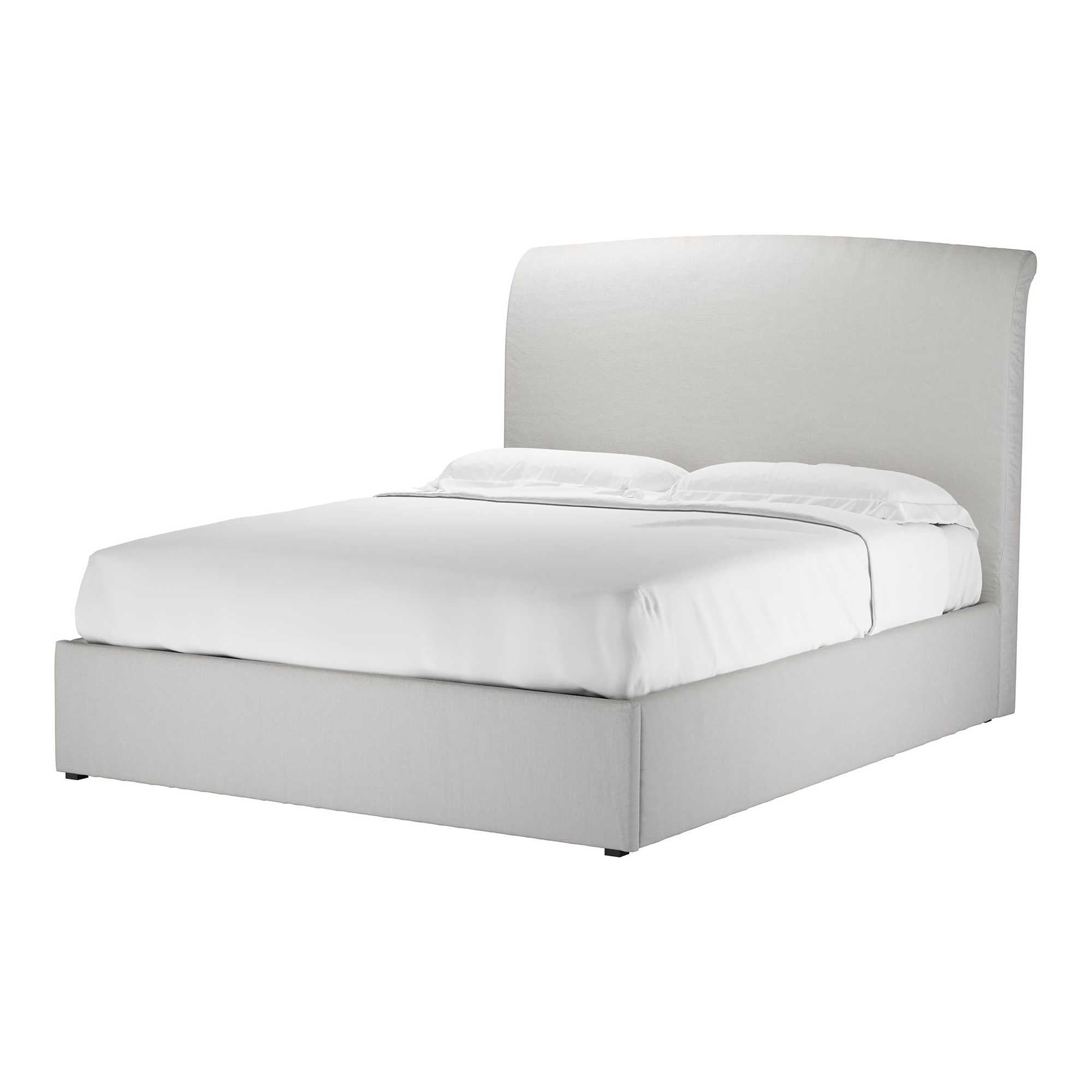 Thea Alabaster Brushed Linen Cotton Ottoman Bed - King Size