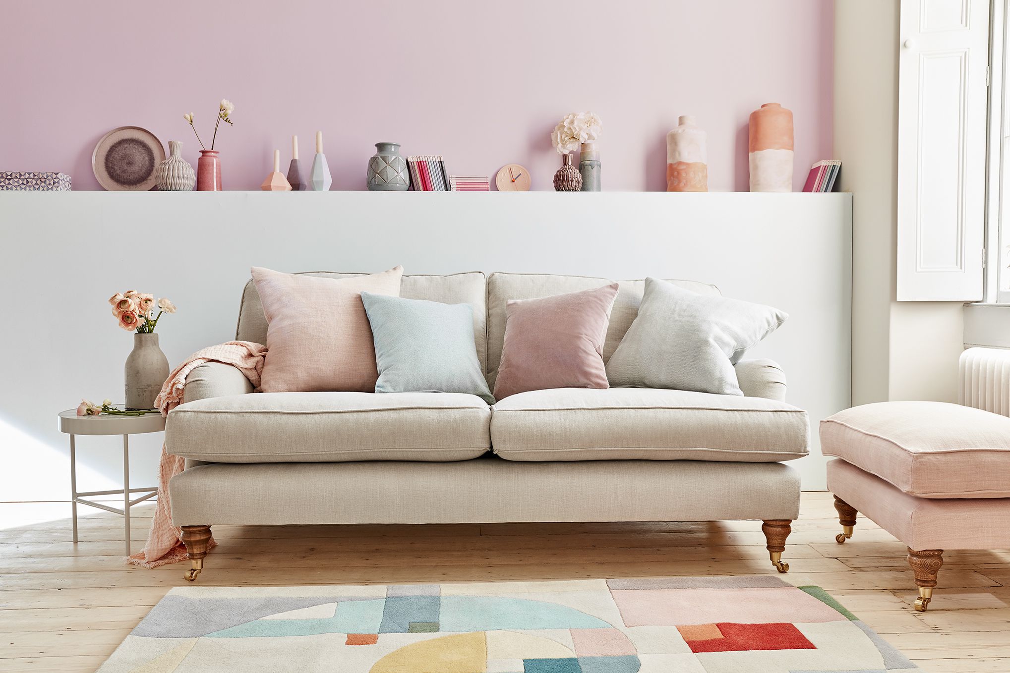 Bluebell Pavilion Pink Brushstroke Sofa - 3 Seater