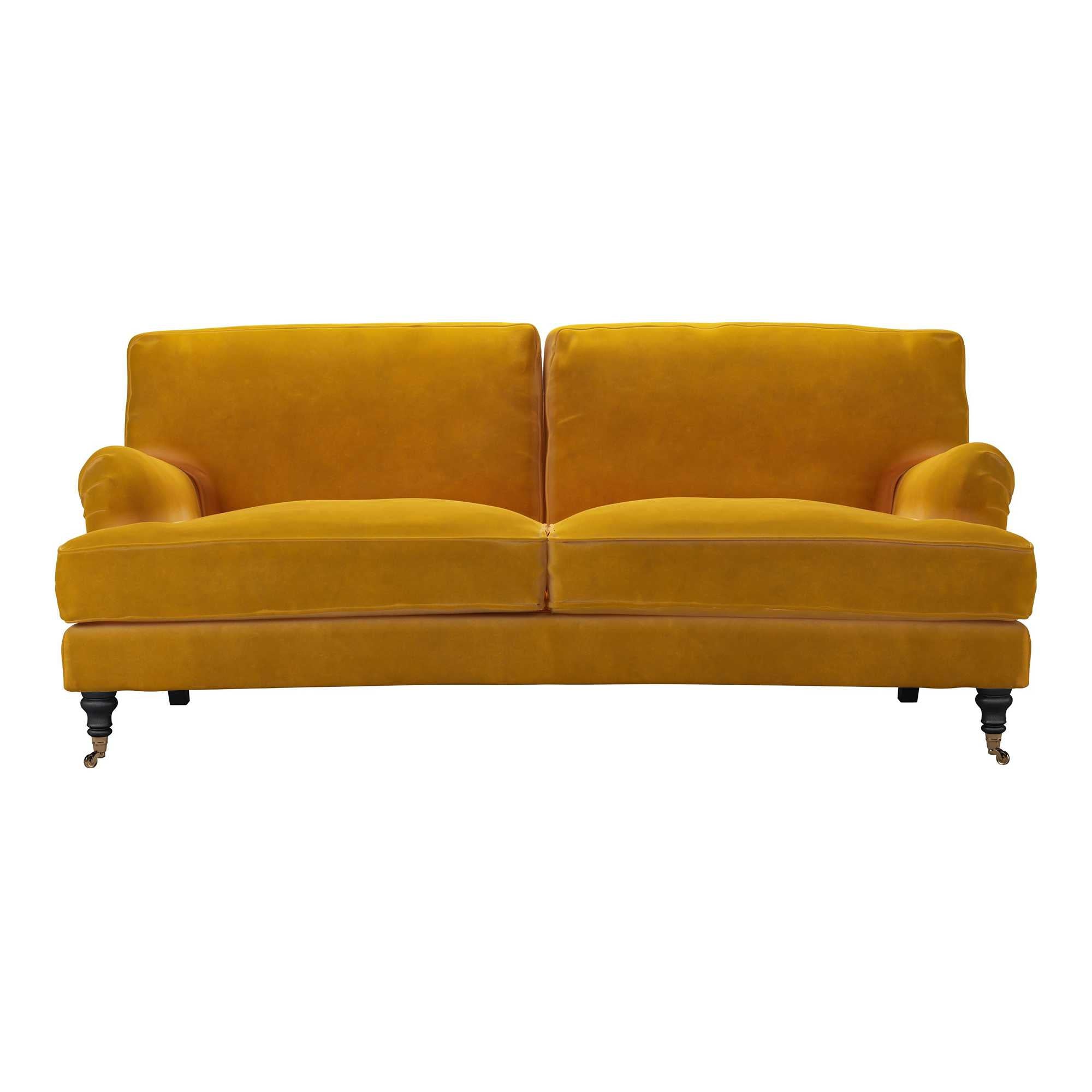 Bluebell Pleated Arm Sofa | Smart Velvet Sofa | 3 Seater