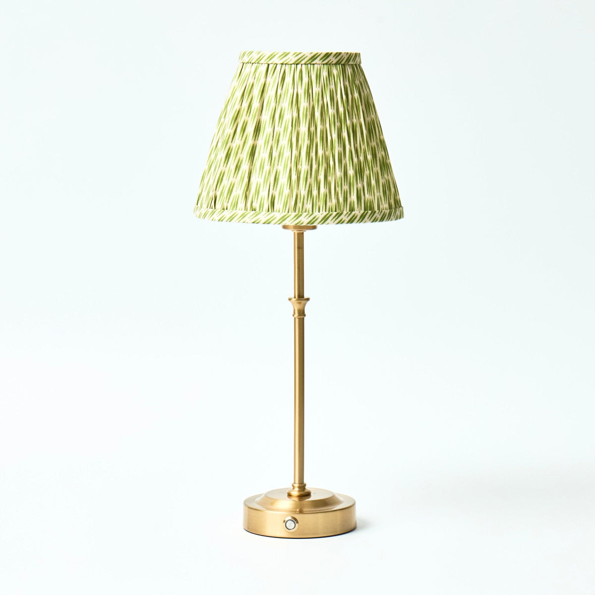 Lyla Rechargeable Table Lamp with Green Patola Lampshade