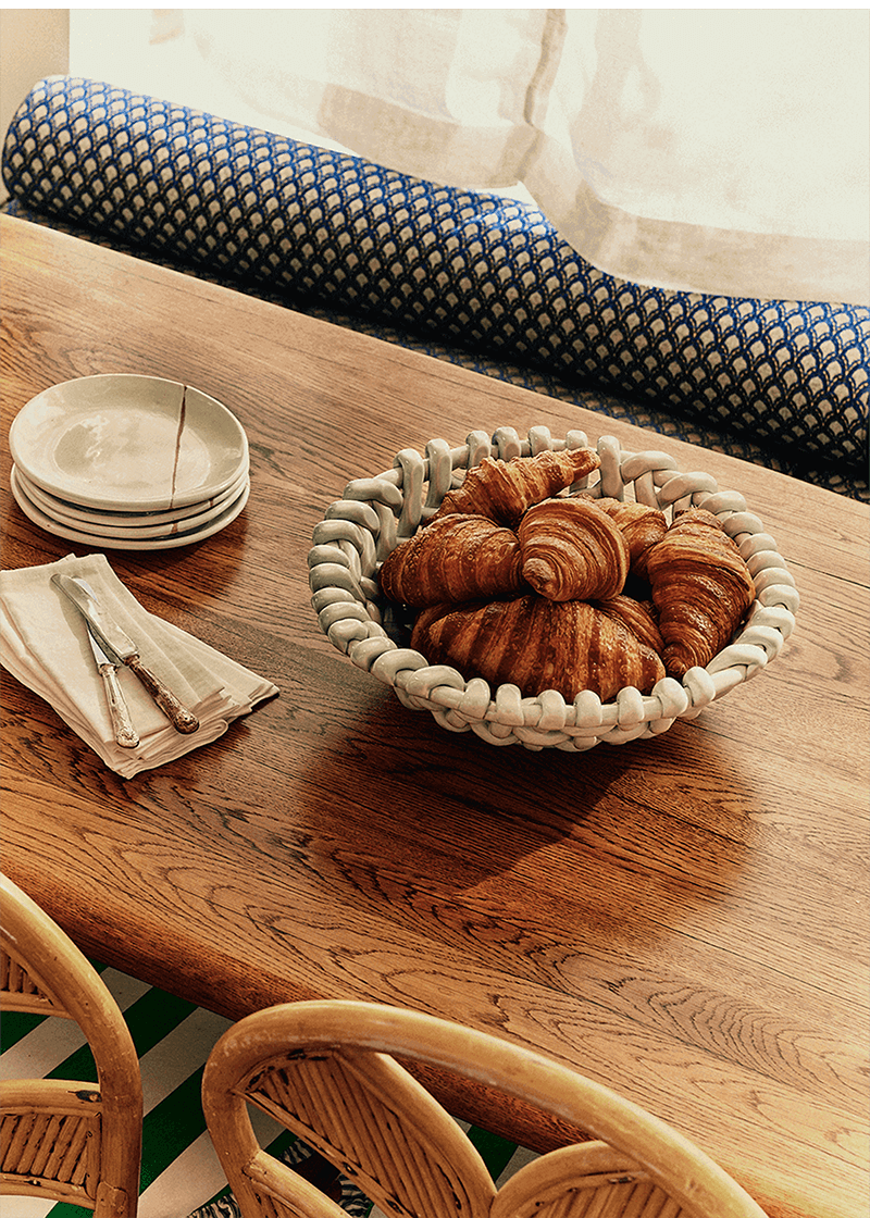 Sky Blue Basketweave Bowl | Large