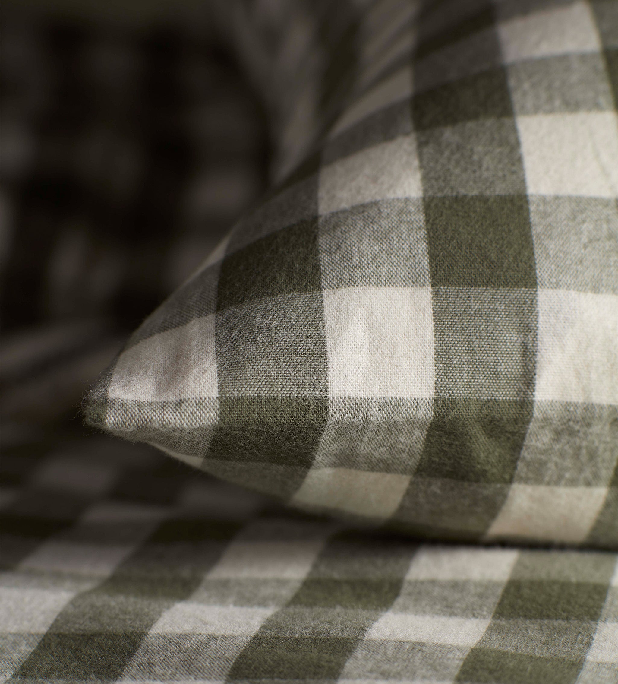 Olive Green Gilbert Gingham Brushed 100% Organic Cotton Duvet Cover