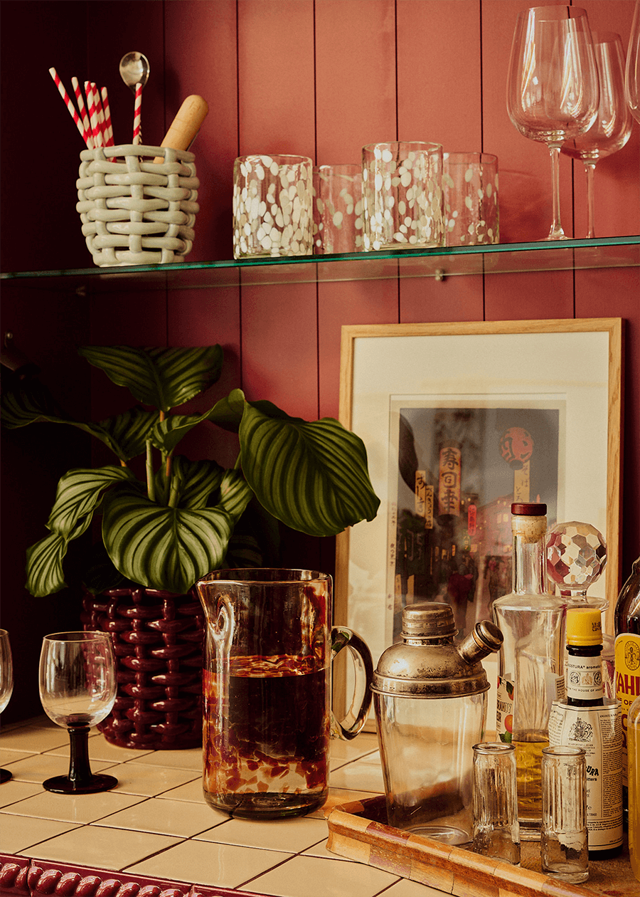 Small Sky Blue Basketweave Planter