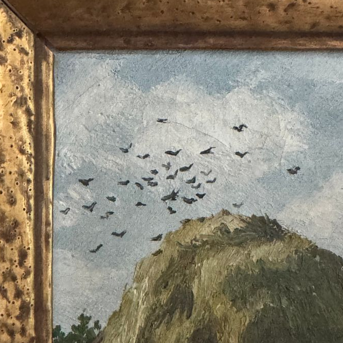 Haystack with Birds Oil Painting